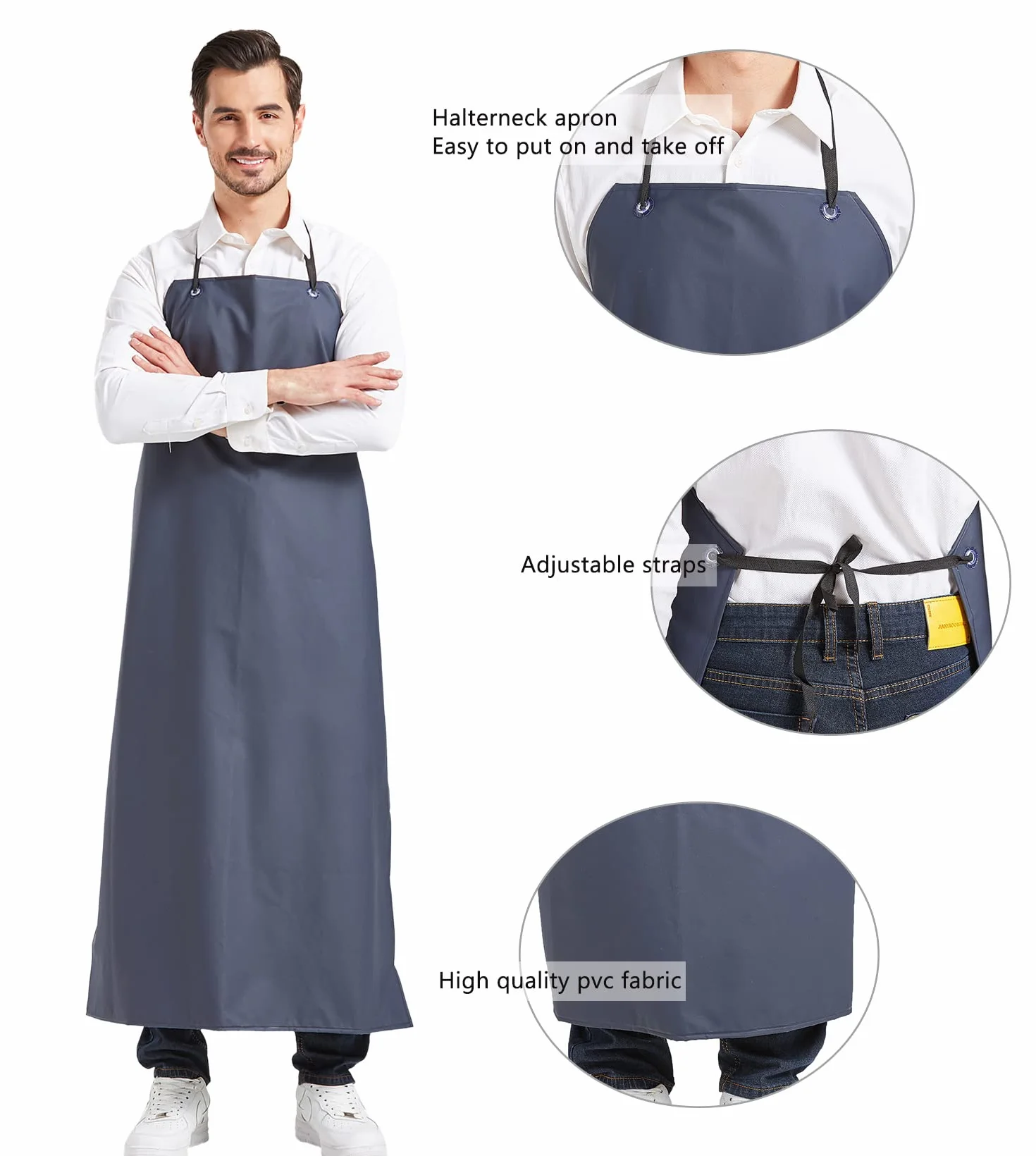 Nanxson Grembiule impermeabile in PVC con coulisse regolabile sul collo e cintura in vita Grembiule resistente alle sostanze chimiche per la pulizia e il giardinaggio