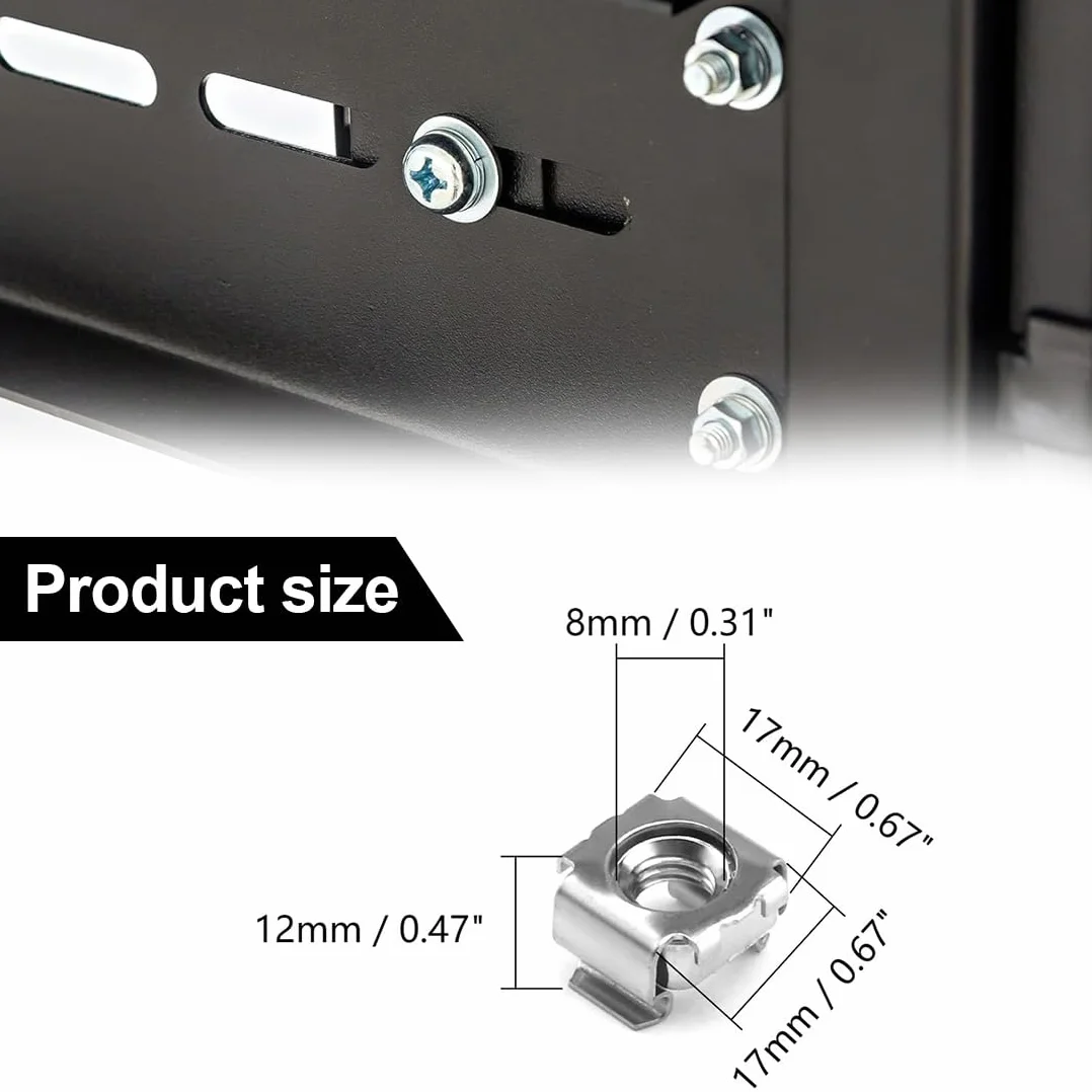 Dadi a Gabbia M8 Acciaio Inox per Armadi Server Argento 10pz
