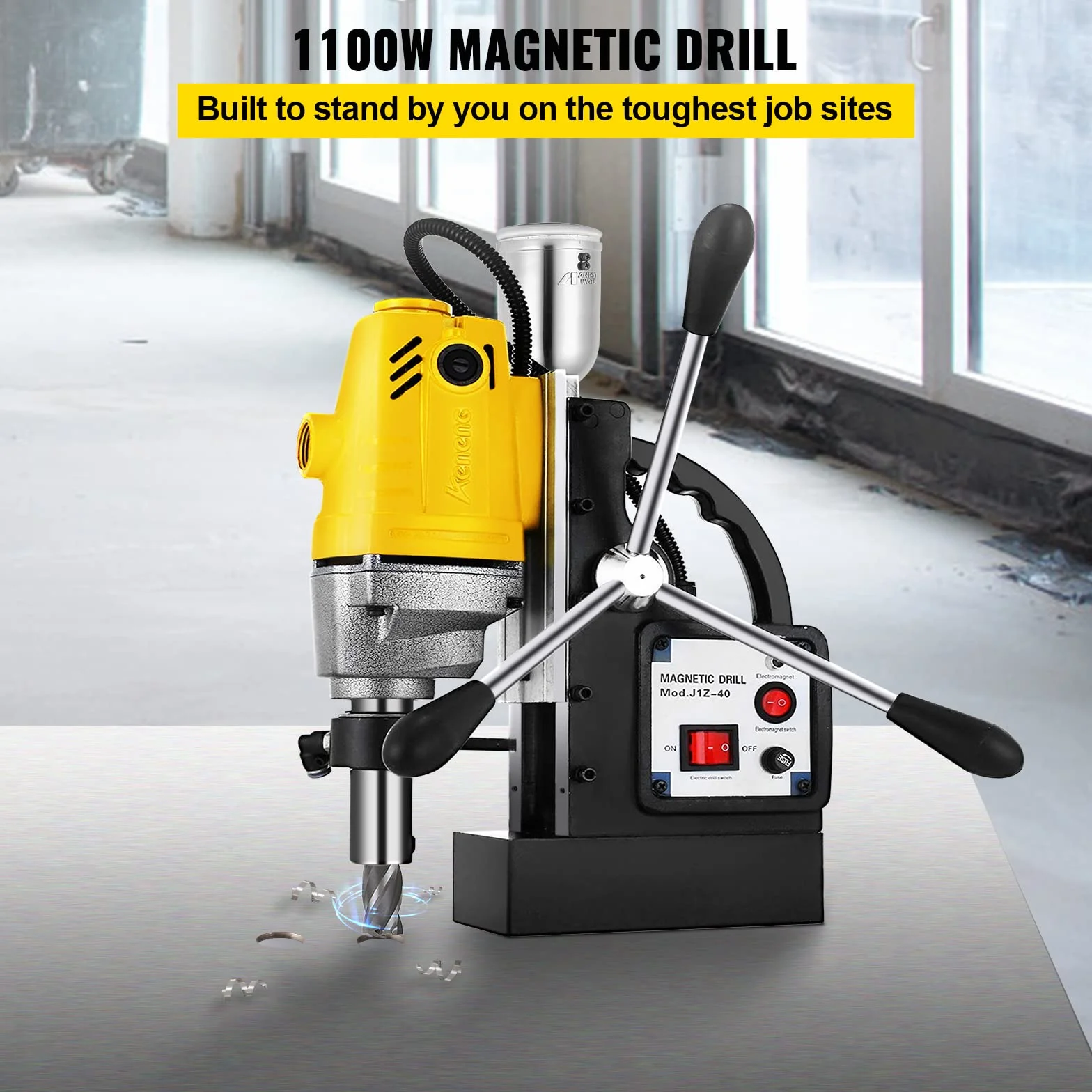 VEVOR Trapano Elettrico Magnetico MD40, 1100 W, 220 V, 50 Hz, Set 6 Frese HSS