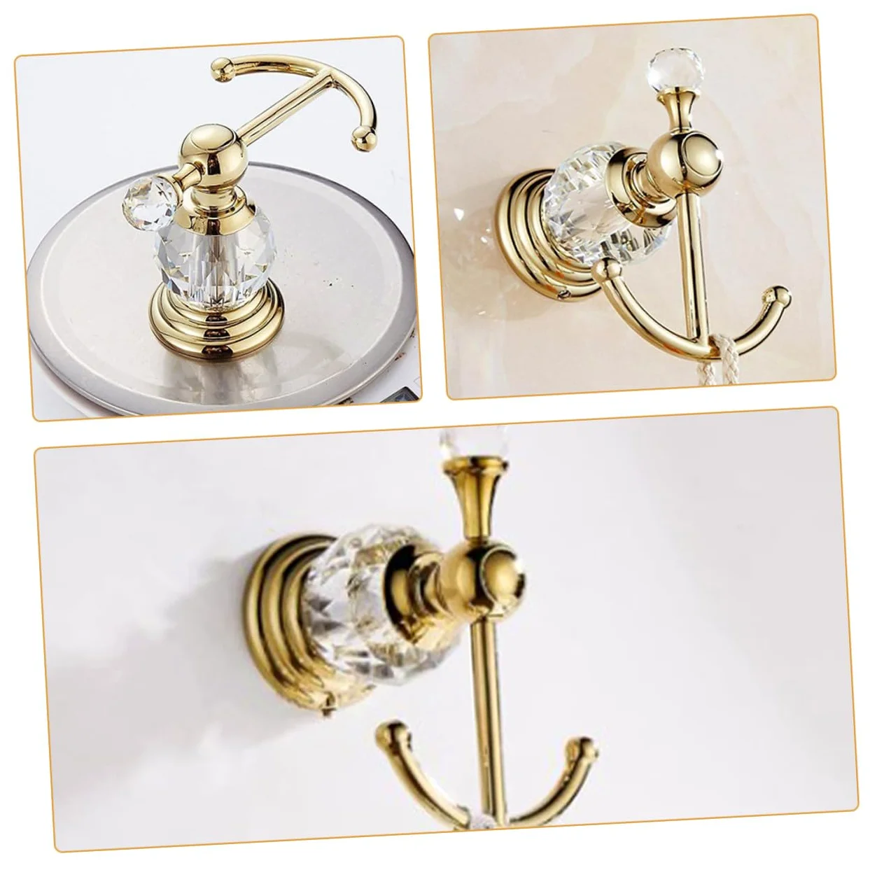 TEHAUX Gancio da Parete Dorato per Bagno e Guardaroba, Gancio Portaoggetti Robusto e Decorativo, Supporto per Accappatoi, Asciugamani e Abiti, Salvaspazio per Camera e Cucina, Ganci