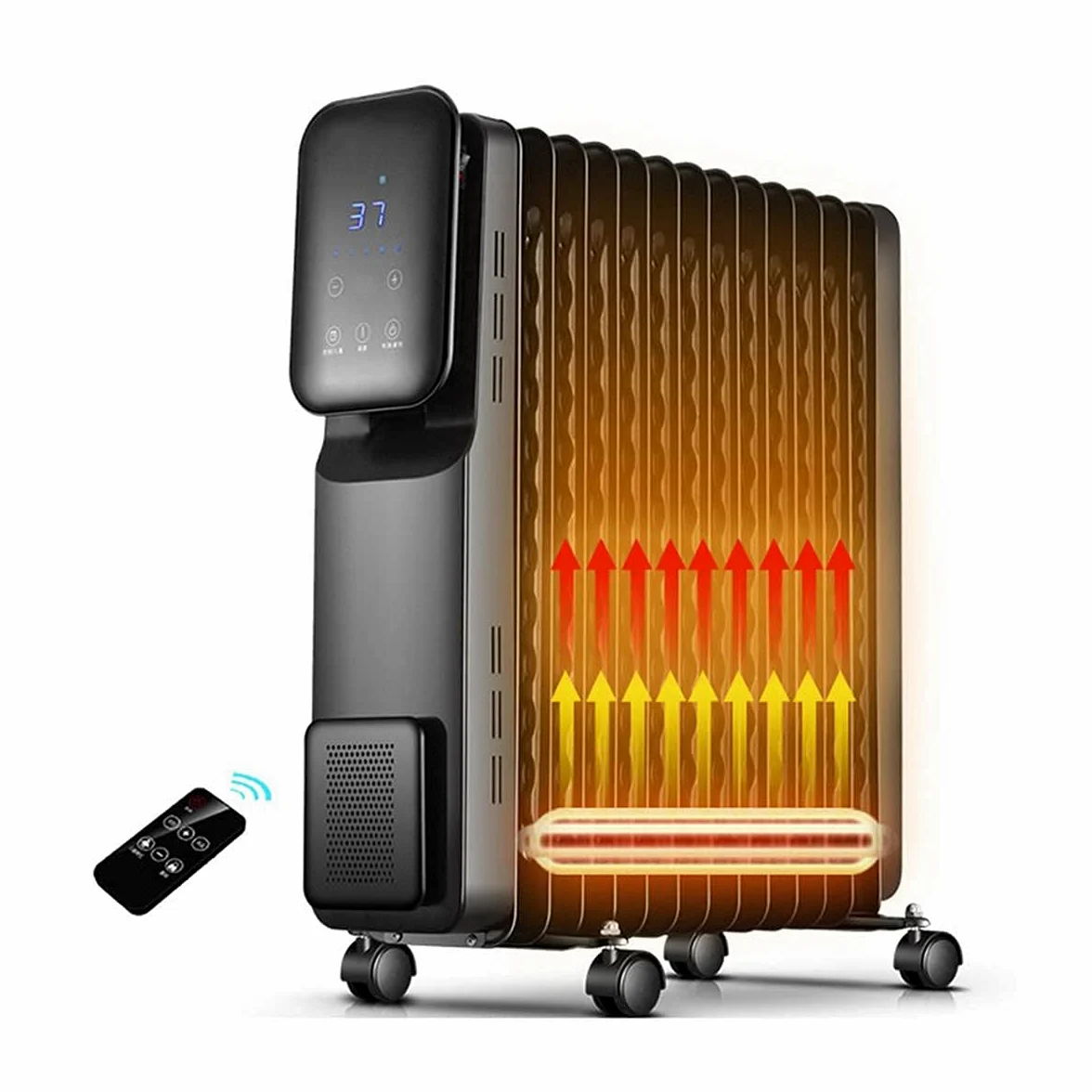 Radiatore a olio digitale 13 alette 2,5 KW Radiatore a olio digitale con telecomando e display per asciugatura Scaldabagno elettrico portatile a riscaldamento rapido -Timer 12 ore Protezione