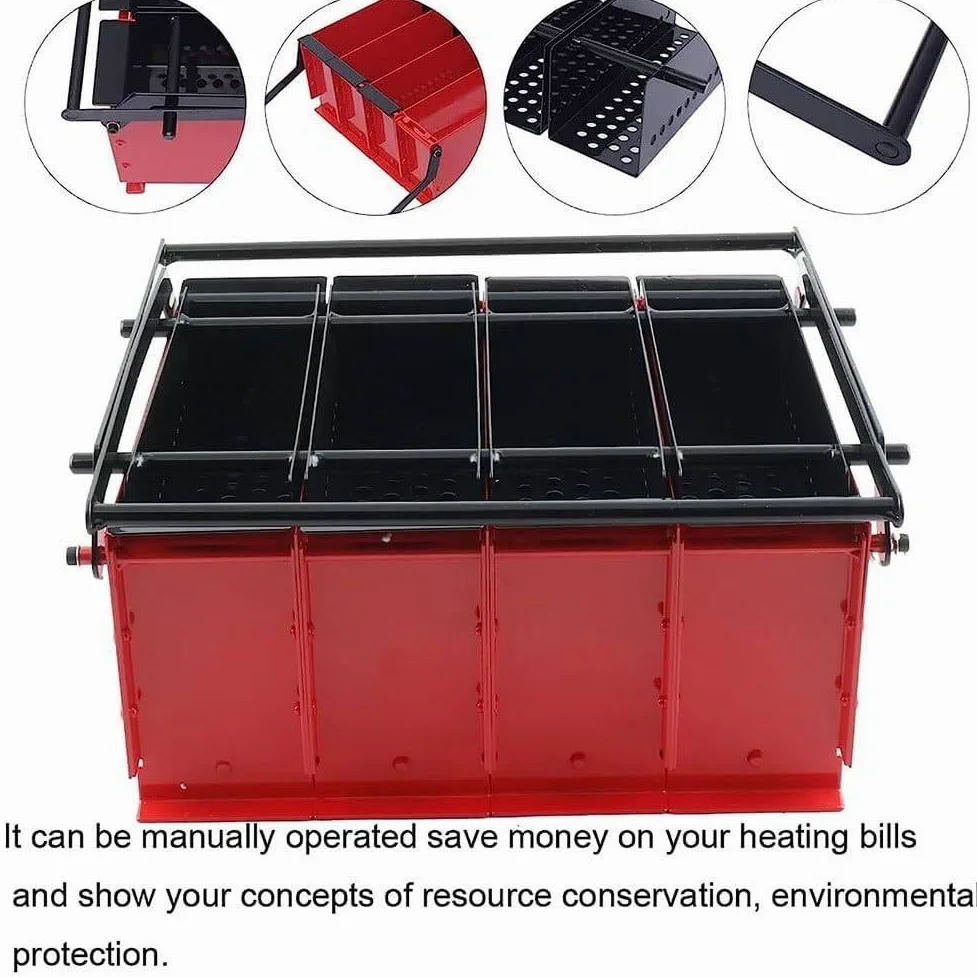 Creatore di bricchette, 4 scomparti per mattoni refrattari fai da te, ideale per riscaldamento interno ed esterno, strumento da giardino domestico