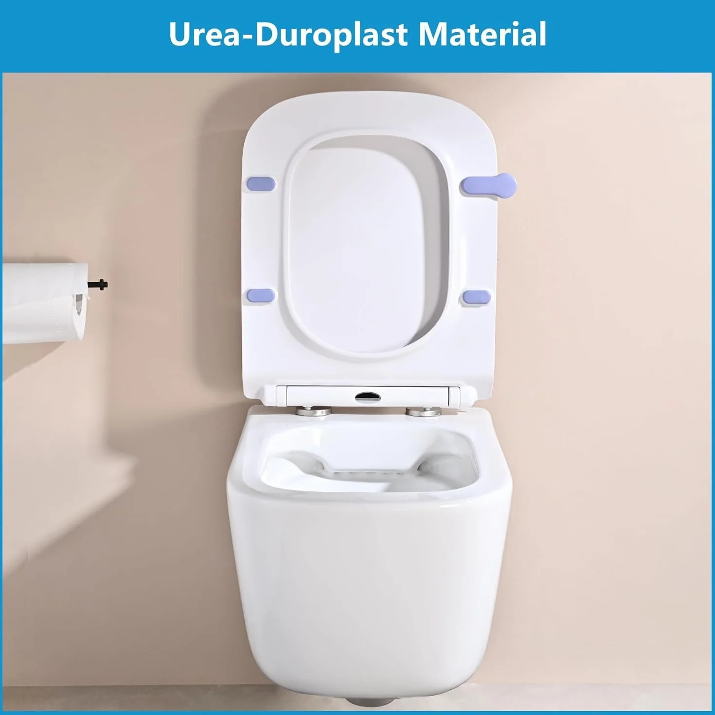 YEAUPE PRO Tavoletta wc Universali Forma quadrata, Sedile WC Urea-Formaldeide Chiusura Ammortizzata tavoletta wc con Sgancio Rapido a un Pulsante,Bianco,42,2 * 36,2 * 4,4CM
