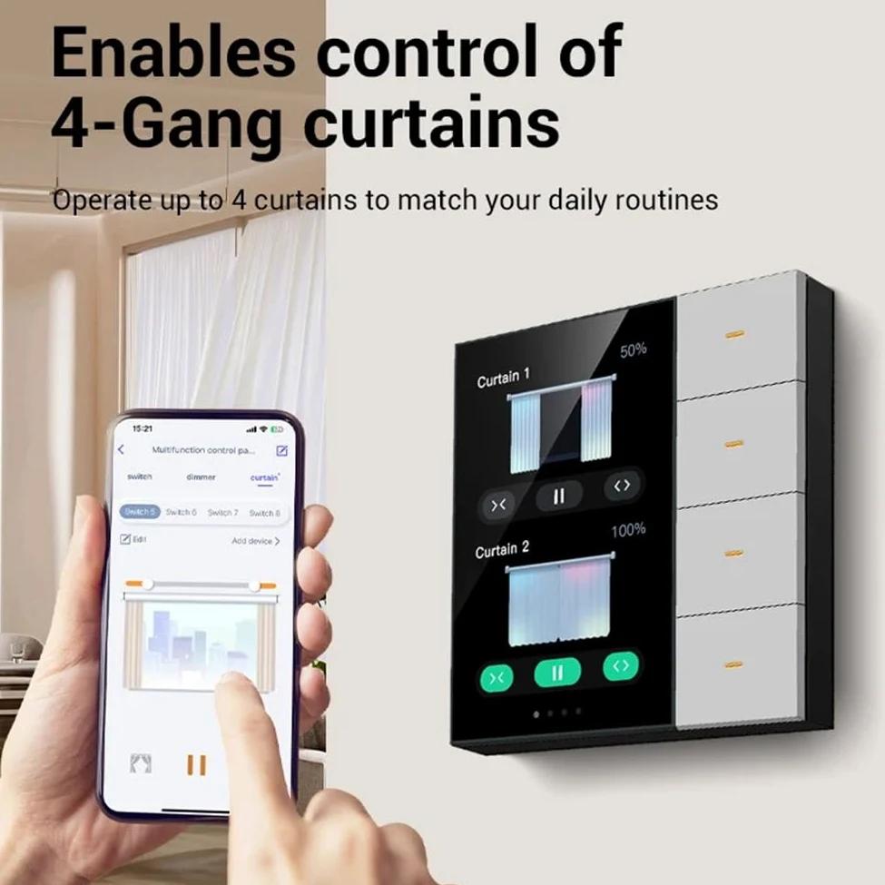 Tuya Zigbee 3.5 Pollice Smart Wall Switch Touch Screen 4 Gruppi Interruttore Sensore Radar Scena 8 Vie Interruttore Dimming Casa Intelligente C