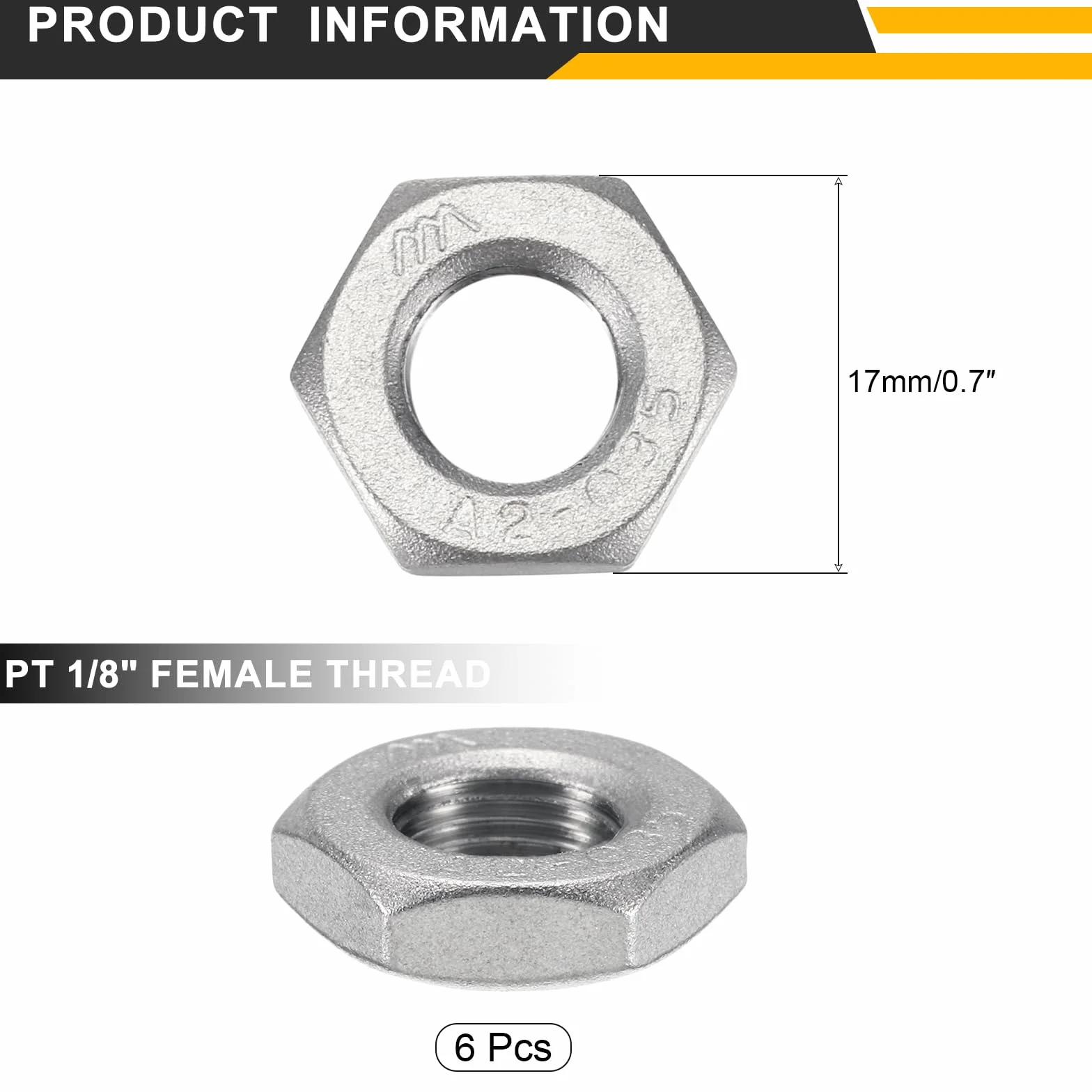 QUARKZMAN Dado per Raccordi a Compressione in Ghisa, Acciaio Inossidabile 304 PT 1/8" Filettatura Femmina Fissaggio Idraulico