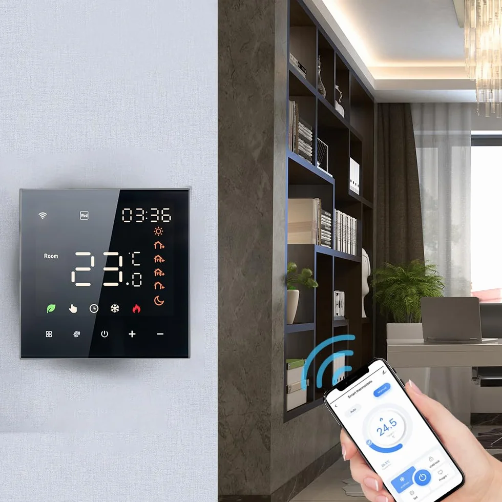 Termostato WiFi,Smart Tuya Controllo vocale 16A Display LCD programmabile Digitale Touchscreen Regolatore di Temperatura per Riscaldamento a Pavimento Termostato Digitale da Parete