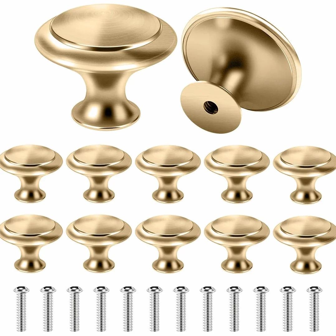 Pomelli per Mobili Oro 27mm Rotondo con Viti 12 Pezzi Maniglie Metallo per Cassetti Armadi