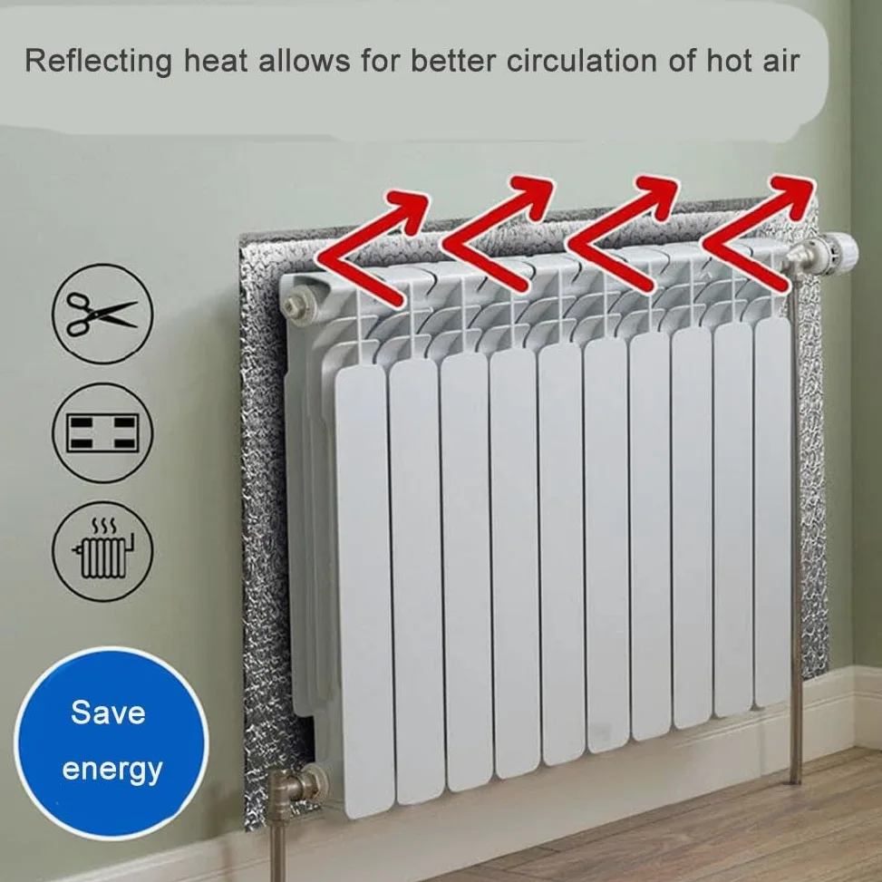 Pannello Termoriflettente per Termosifoni, Pannelli Termoriflettenti Riutilizzabile, pellicola Isolante Freddo per Vetri Finestre, Isolamento Termico e Risparmio Energetico(W 60 x H 140 cm)