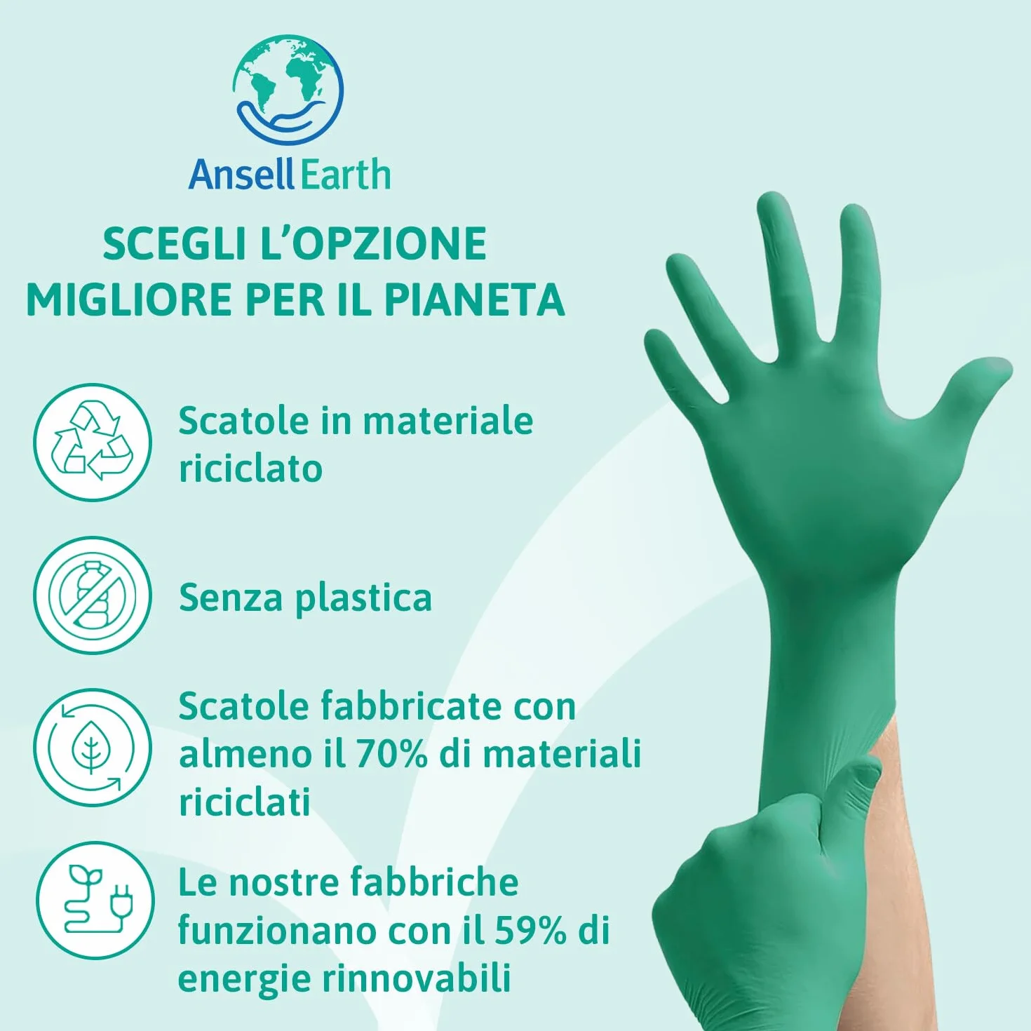 Ansell TouchNTuff 92-600 Guanti Monouso in Nitrile, Senza Polvere, Alta Resistenza Chimica, Verde, Taglia L (100 Pezzi)