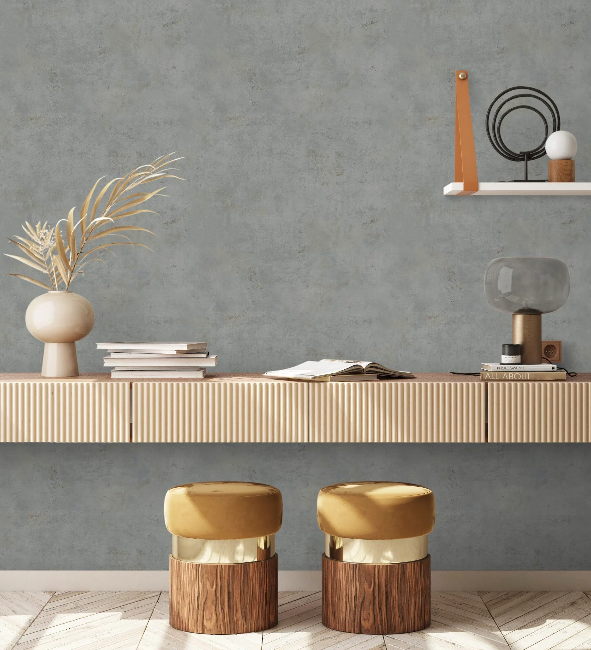 GAULAN 682765 - Carta da parati vinilica lavabile effetto microcemento con texture ruvida per pareti soggiorno cucina bagno camera da letto corridoio - Rotolo di 10 m x 0,53 m