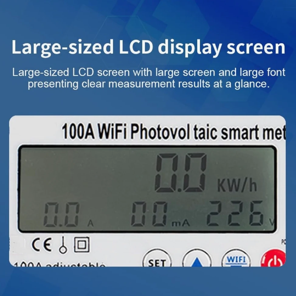 Contatore Elettrico Intelligente WiFi 100A, Misurazione Energia Bidirezionale/Controllo Remoto/Protezione da Sovratensione e Sottotensione, Monitor di Potenza Monofase 4P 110/220V