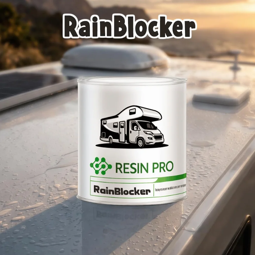 Resin Pro RainBlocker Rivestimento Impermeabilizzante Elastico Tetti Camper Van Caravan Membrana Protettiva Bianco Anti-UV 1 kg