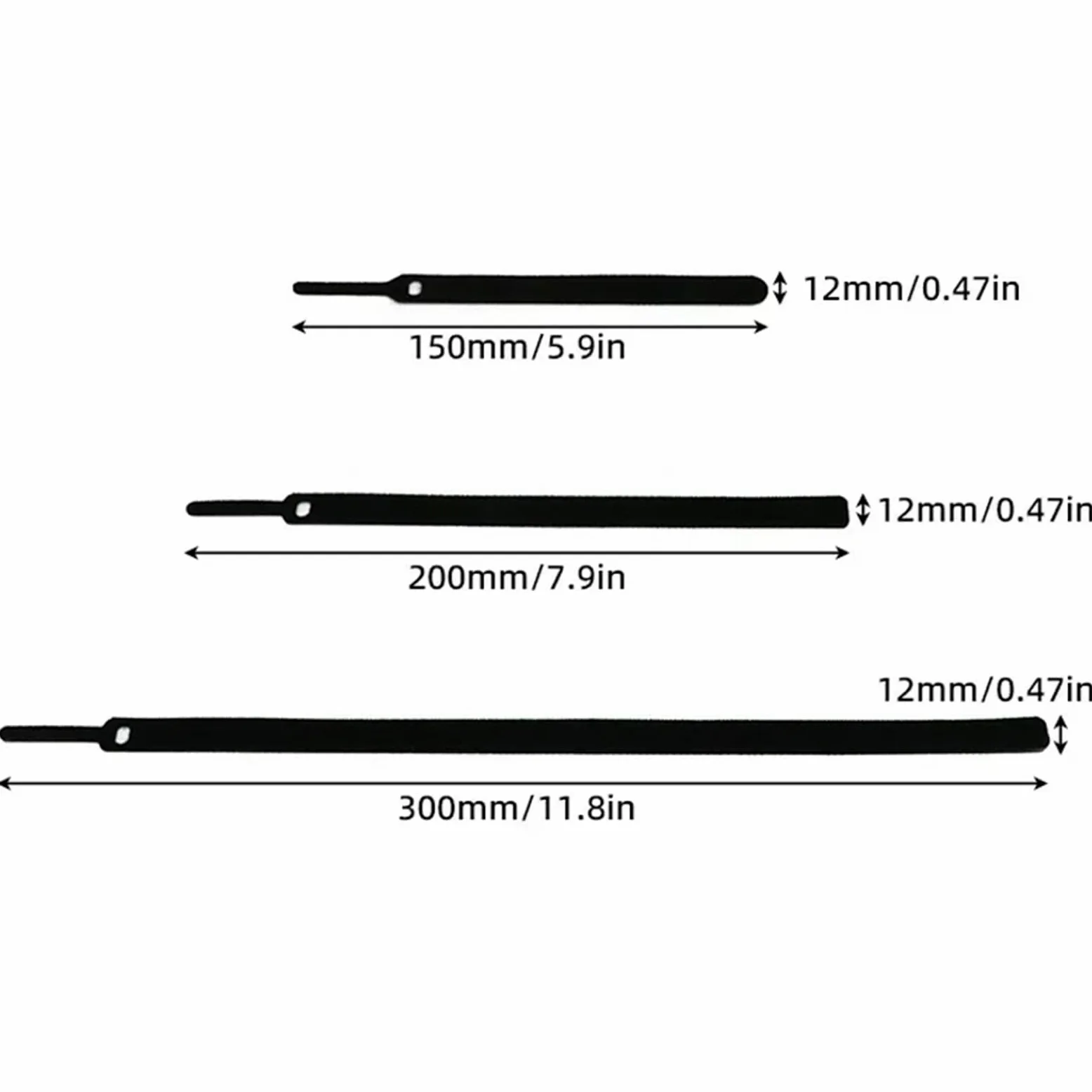 Fascette per cavi rilasciabili in nylon nero 150 200 300 mm cinghie avvolgenti con cerniera, fascette in plastica, organizer per cavi lunghi (1000 pezzi, 300 mm)