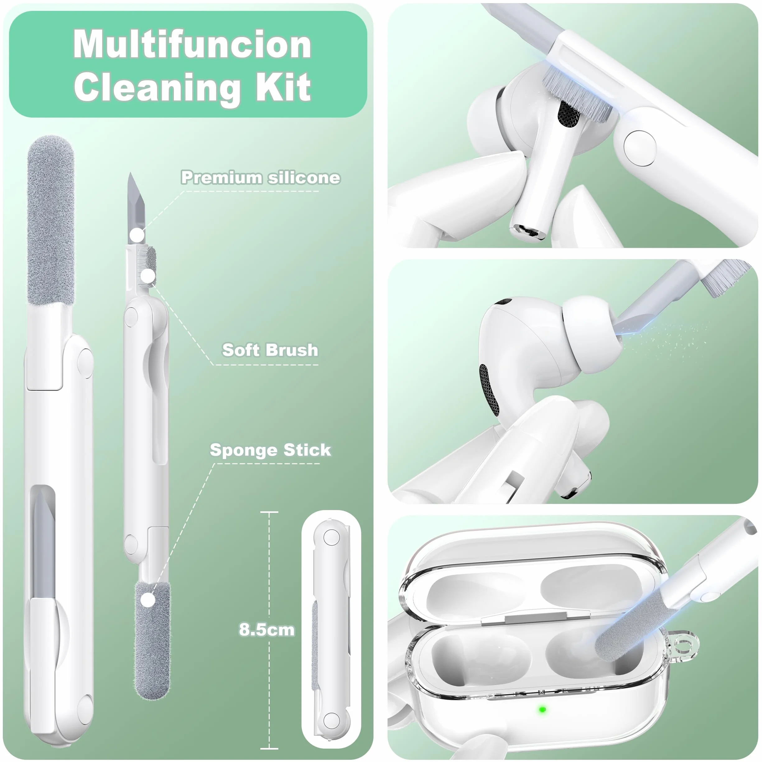 Compatibile con la Custodia per Airpods Pro 3 generazione, Custodia per Airpods Pro 3 con Portachiavi, Custodia Trasparente Morbida e Resistente Agli Urti di Grado Militare, Bianca