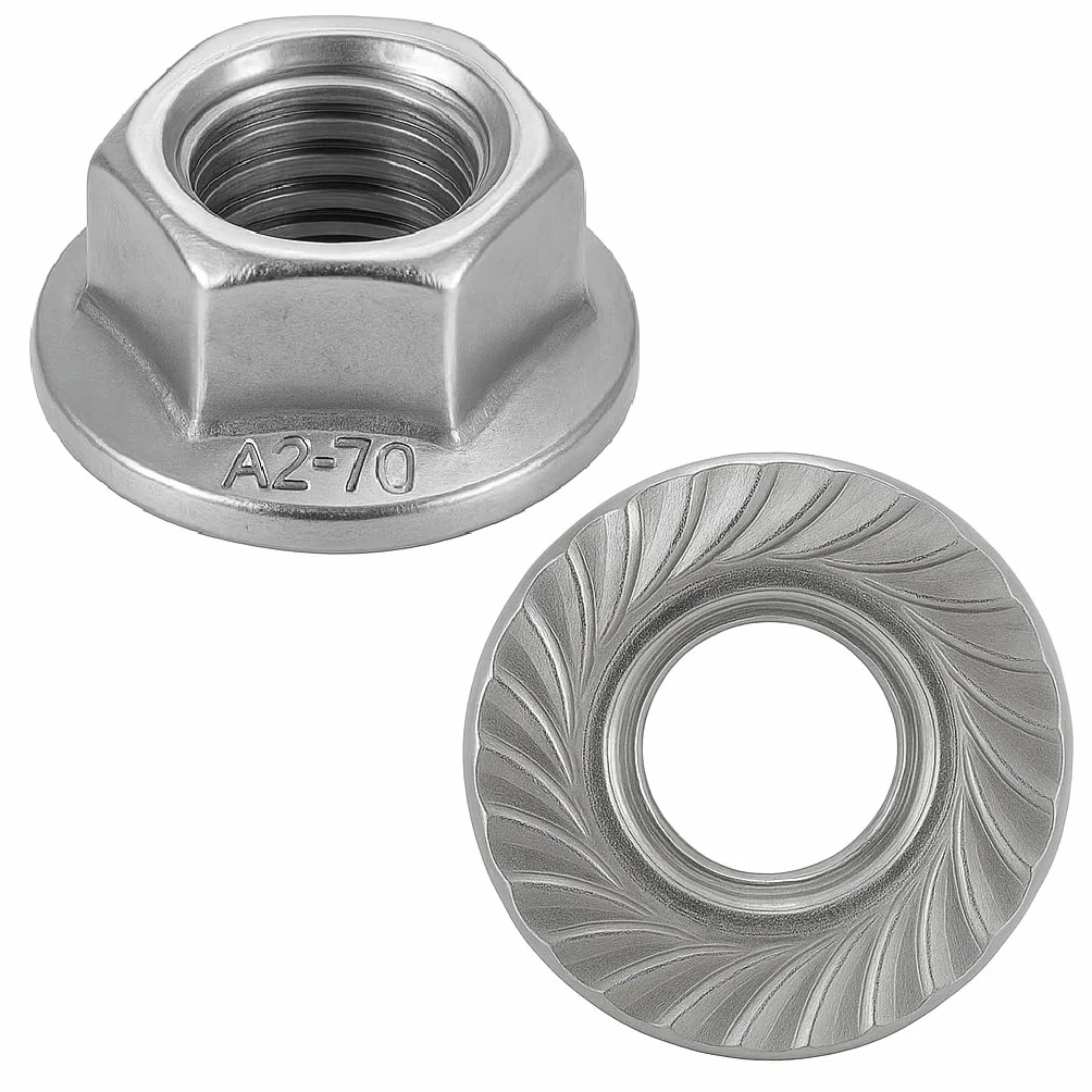 Dado in acciaio inox M8 autobloccante esagonale DIN 6923 ISO 4161 A2 V2A 304 set 100 pezzi