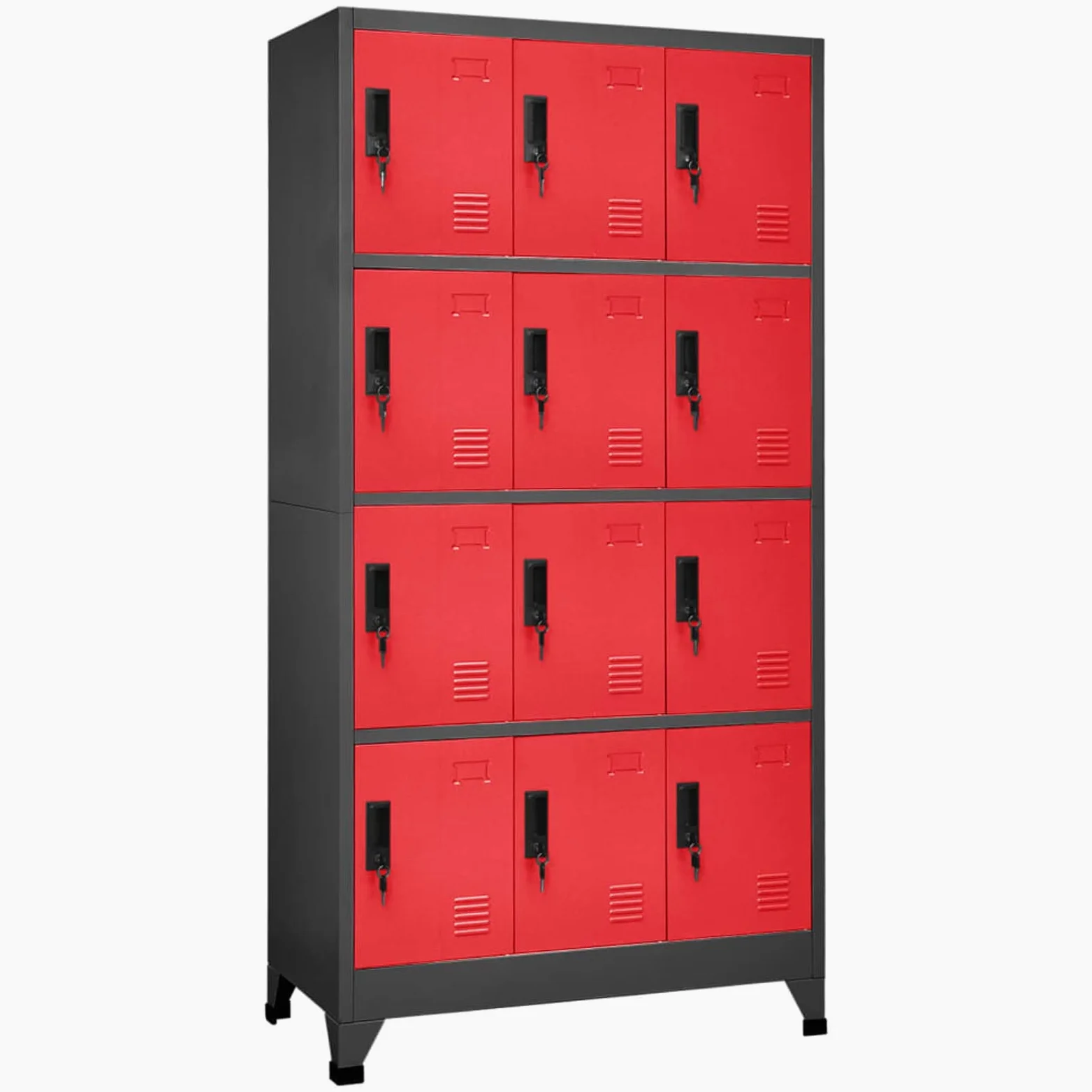Armadietto Spogliatoio, Armadio con Serratura, Armadio Ufficio, Armadio in Metallo, Armadietto con Chiave Antracite e Rosso 90x45x180 cm Acciaio