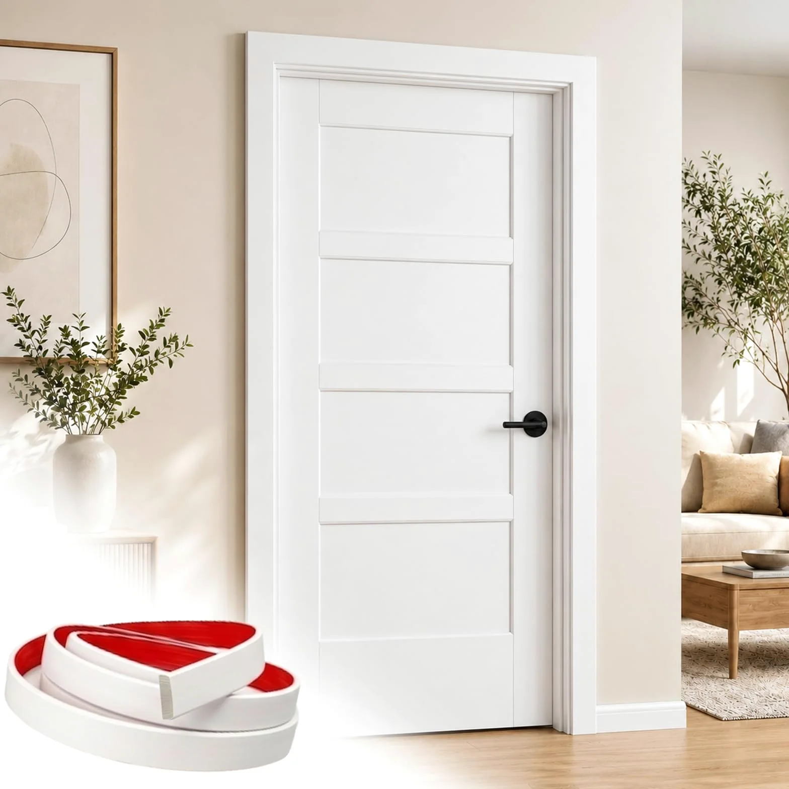 Modanatura Adesiva per Pareti PVC Flessibile Modanature per Pareti per Porte, Finestre, Specchi Flessibili, Pareti, Soffitti, Pavimenti, Armadi, Bianco W 6cm, L 6m