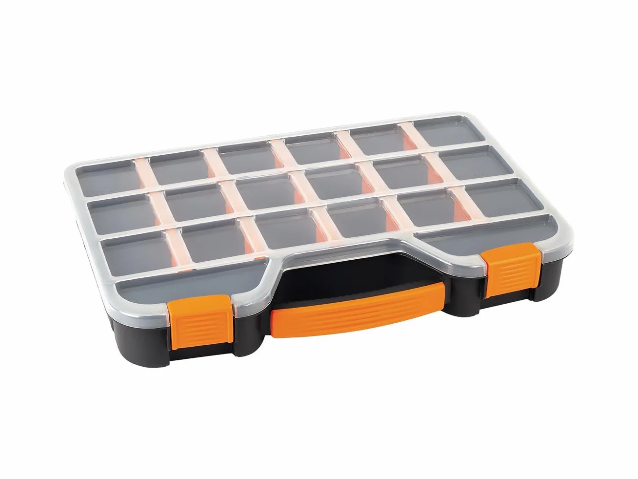 Perel Scatola assortimento in plastica 20 scomparti con 16 divisori rimovibili coperchio trasparente impilabile