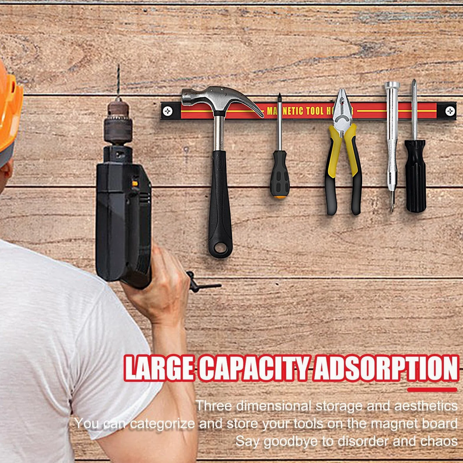 Barra portautensili magnetica | Portautensili di grande capacità | Portautensili antiruggine | Organizer per attrezzi di riparazione auto, organizer per attrezzi da officina, garag