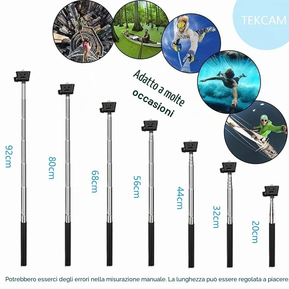 TEKCAM Kit Accessori per Action Cam 4 in 1 Compatibile con GoPro Hero 13 12 11 10/ AKASO Brave 4 Pro/COOAU/DJI Osmo Action 4 5 Pro/SJCAM/Insta360, Imbracatura da Petto Fascia da Testa
