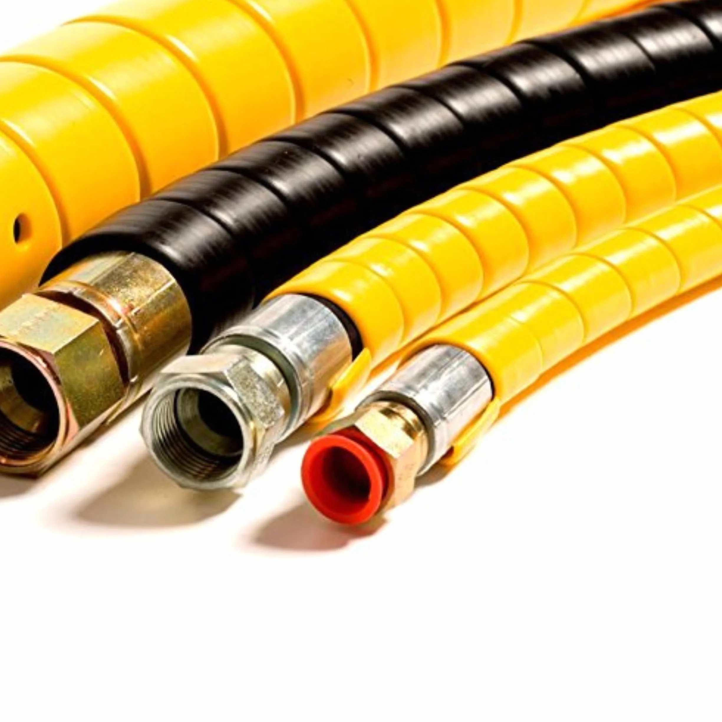 DUO Safe-Spirale Protezione a spirale per tubi idraulici Ø 32 mm, lunghezza 5 m, Spirale protettiva per cavi per il raggruppamento di tubi, colore: nero/giallo