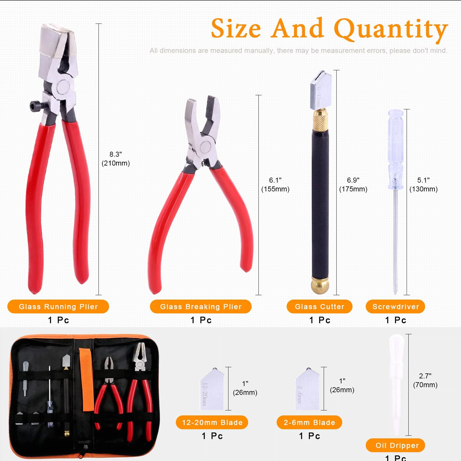 Set di 3 pinze per rottura del vetro e kit di taglierine, utensili da taglio per vetro resistente con punta in gomma, ideali per vetrate, mosaici, fusibili, rotture