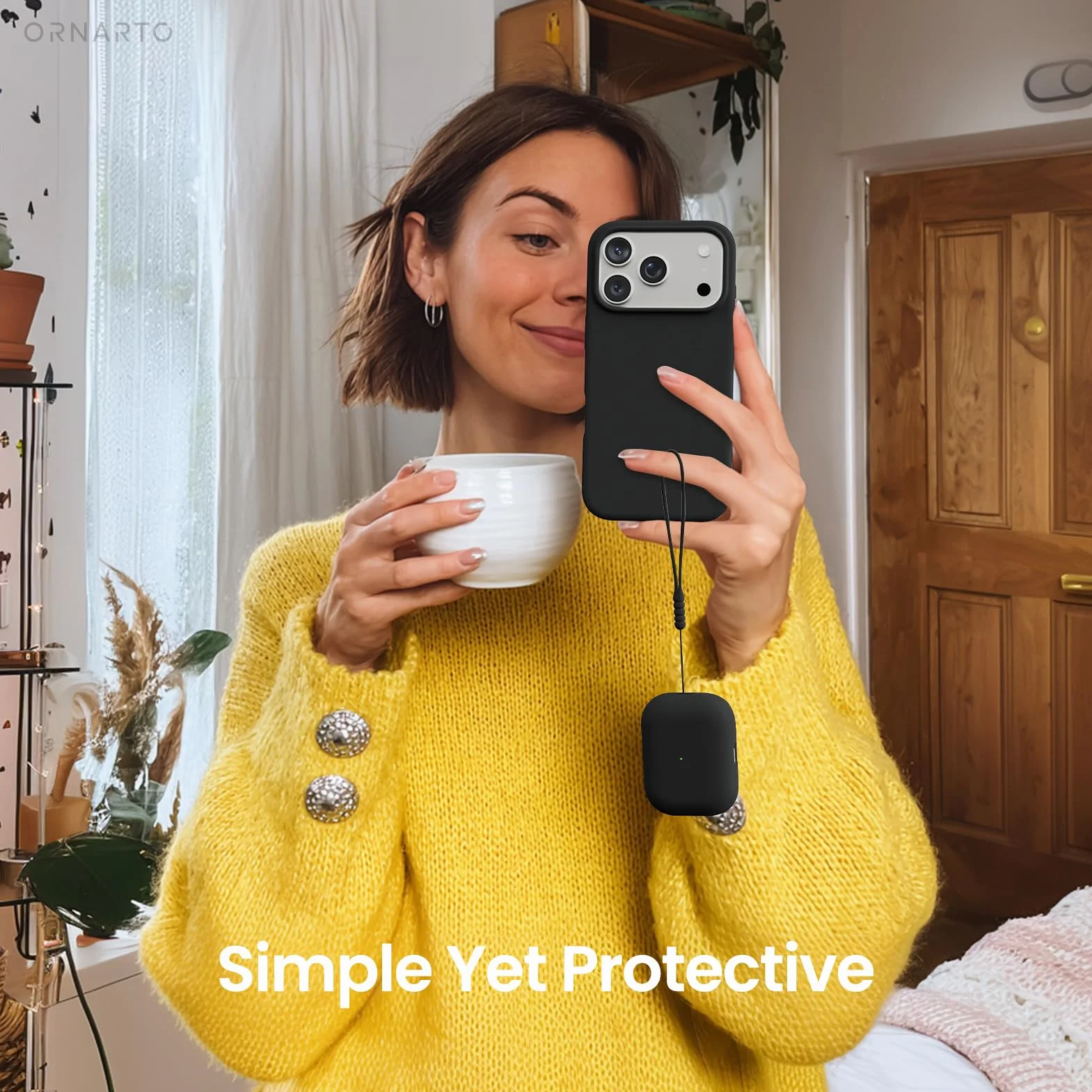 ORNARTO Cover per AirPods Pro 3 (2025), Custodia Compatibile con AirPods 3 Gen in Silicone Liquido Premium (Interno Rigido Indeformabile),con Cordino e Strumento di Rimozione,Nero