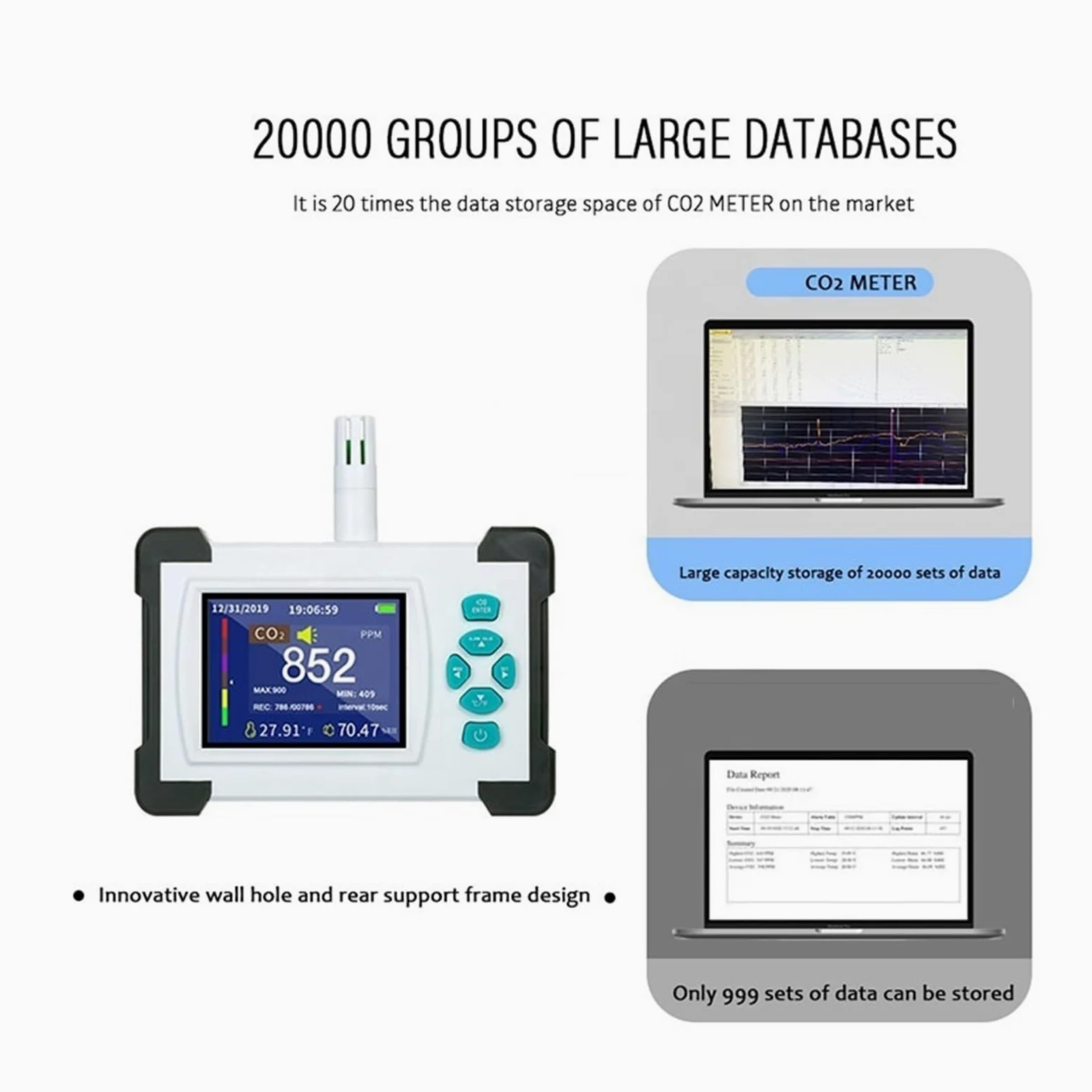 Monitor digitale della qualità dell'aria di CO2 - Analizzatore di gas professionale con umidità della temperatura e display chiaro per la casa della tenda di coltivazione (SR-510) (Sr-510)