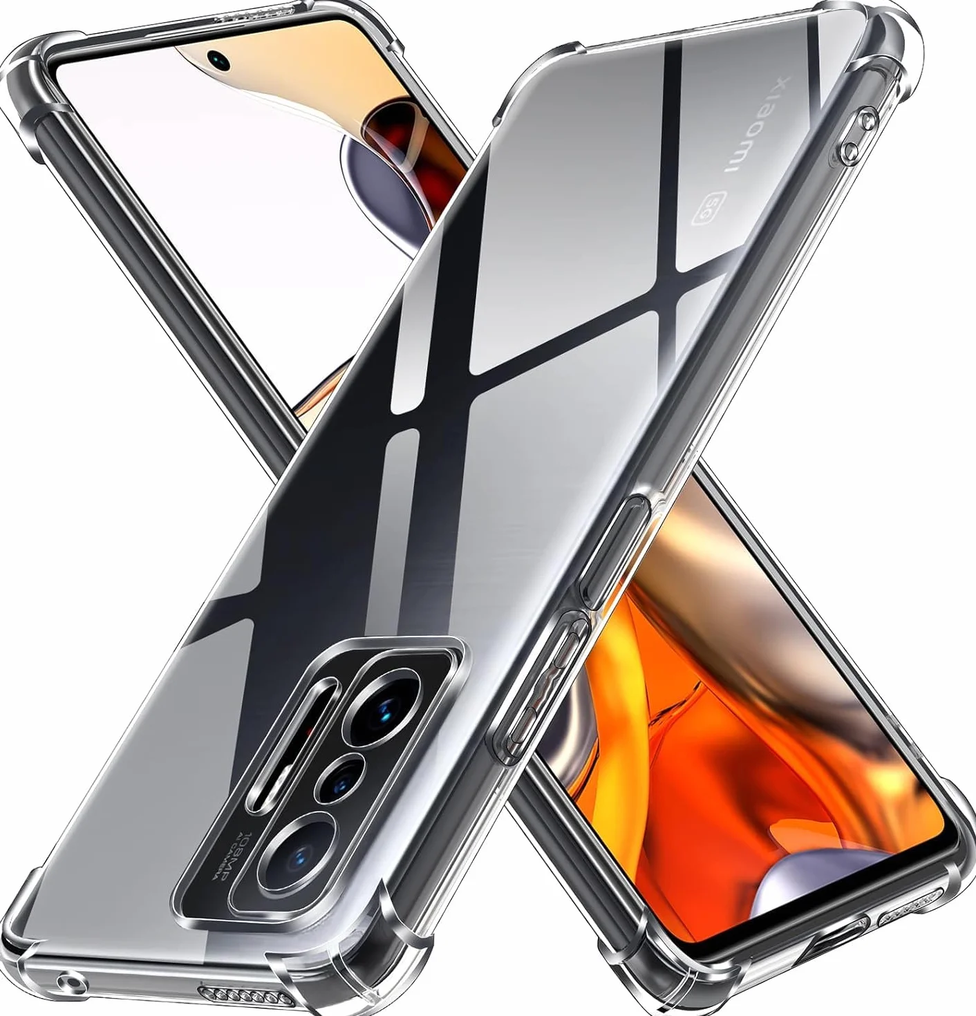 iVoler Cover per Xiaomi 11T 5G / Xiaomi 11T Pro 5G, Custodia Trasparente per Assorbimento Degli Urti con Paraurti in TPU Morbido, Sottile Morbida in Silicone TPU Protettiva Case