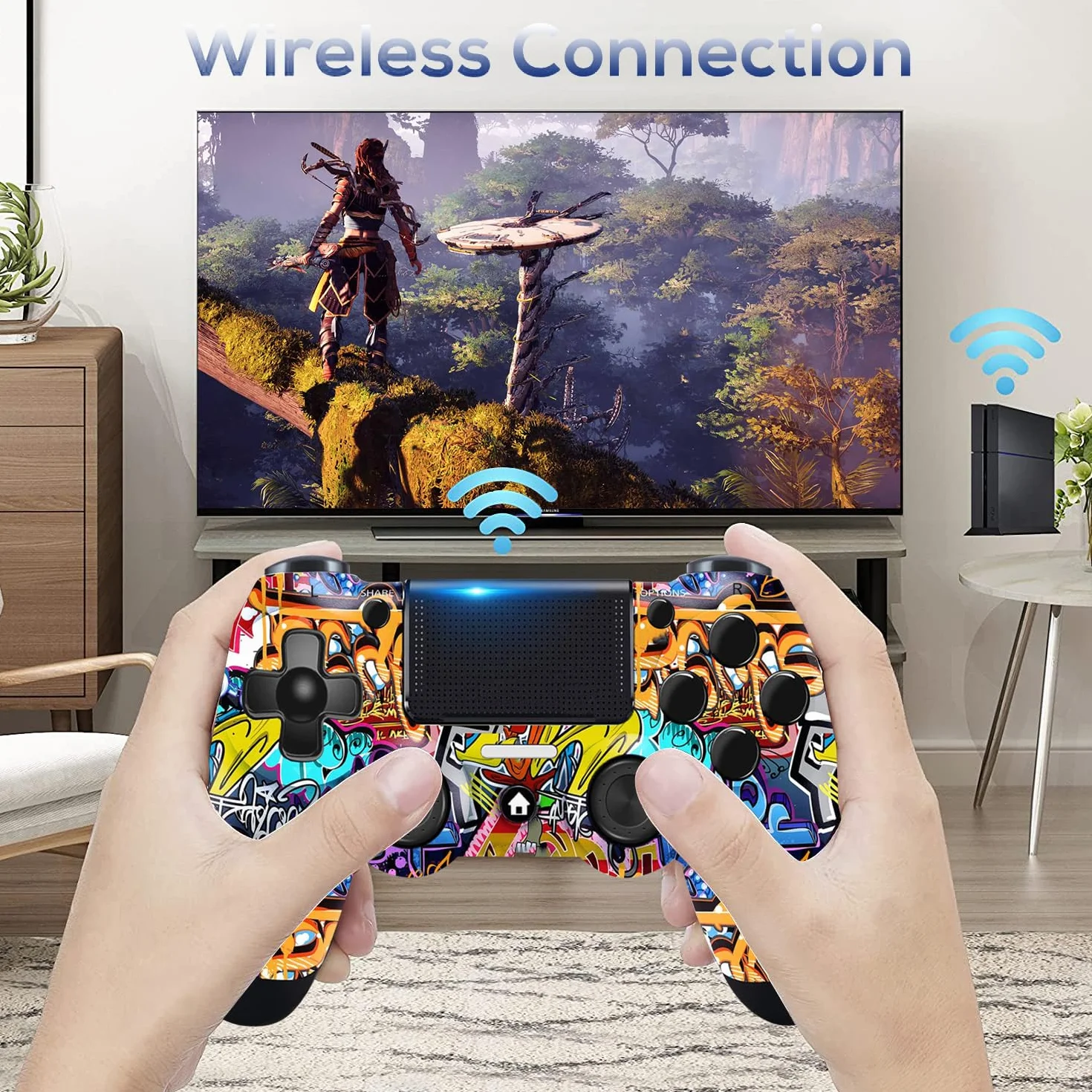 Stycizom Controller Compatibile con Ps-4,Controller Wireless Joystick Compatibile con PS-4/Pro/Slim/PC,Batteria Integrata da 600 mAh con Doppio Sensore di Vibrazione/6 Assi