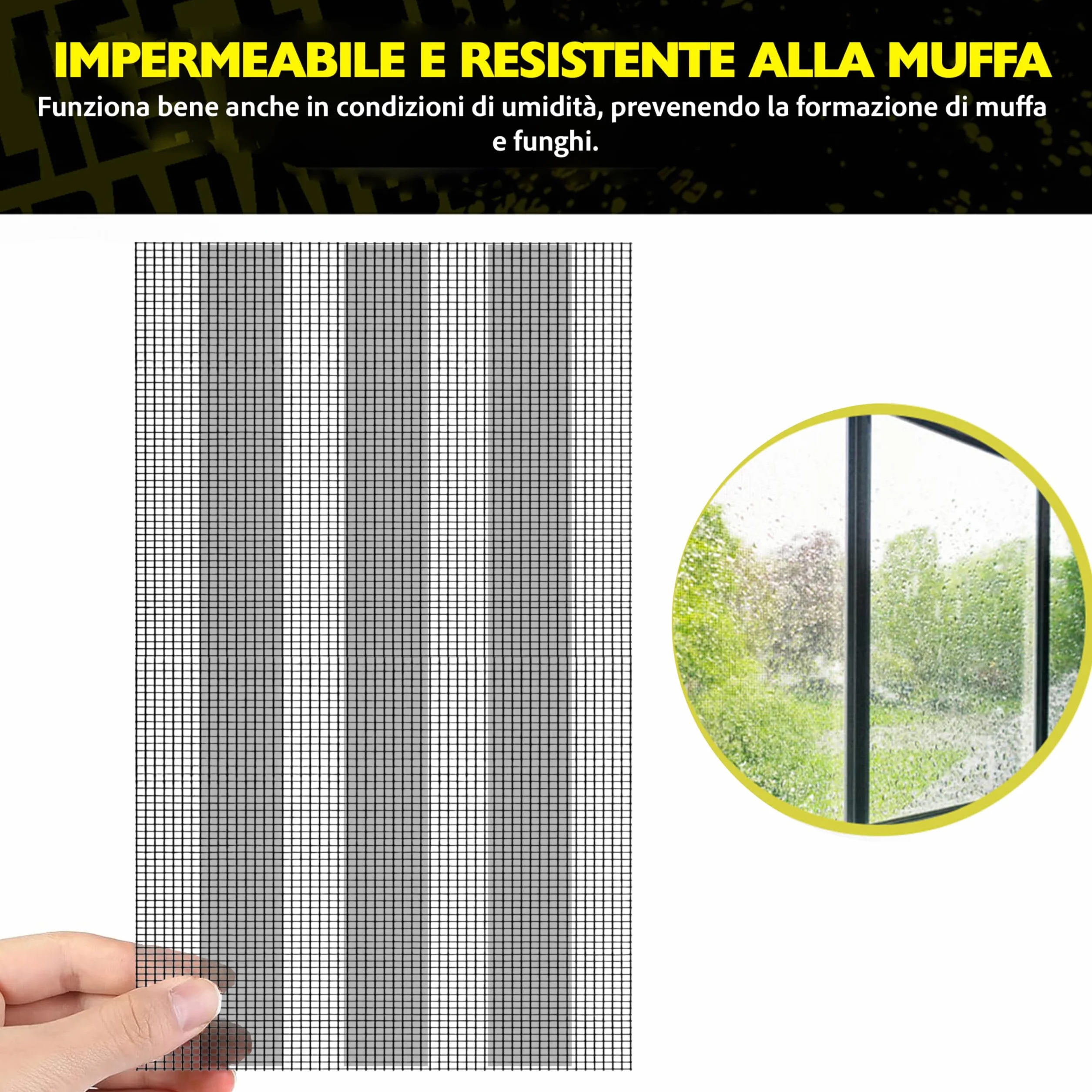 Nastro Adesivo Nero per Riparazione Zanzariere 10cm x 150cm Resistente ai Raggi