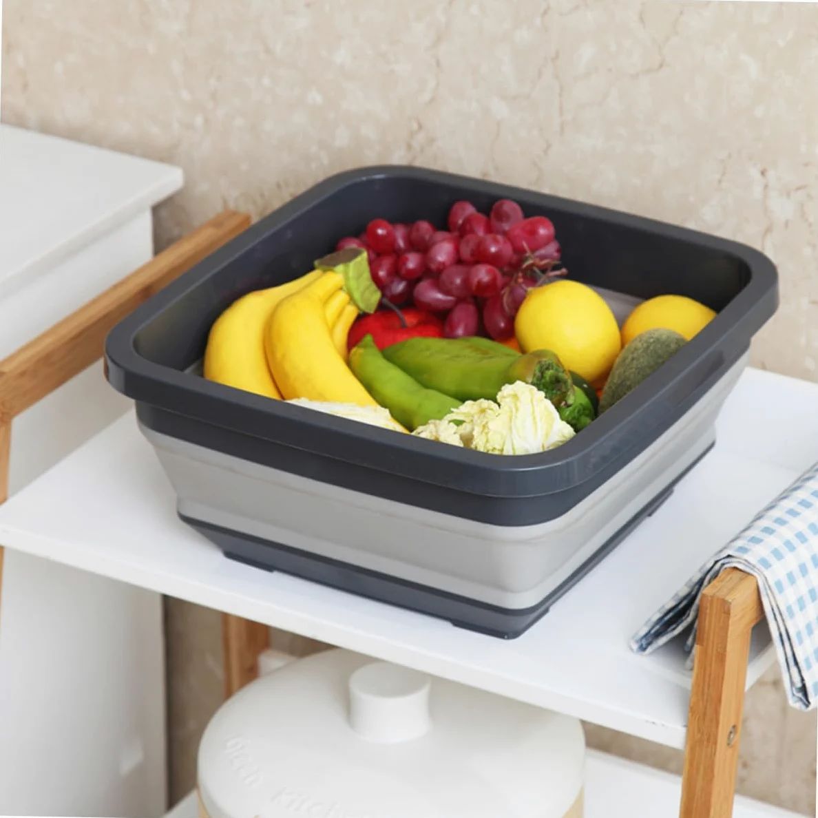 Homoyoyo Lavabo Pieghevole Bacinella in Plastica Design Antiscivolo e Stabili, per Uso Domestico e Viaggi, Salvaspazio e Portatile, Adatto a Lavare Mani, Frutta e Piatti