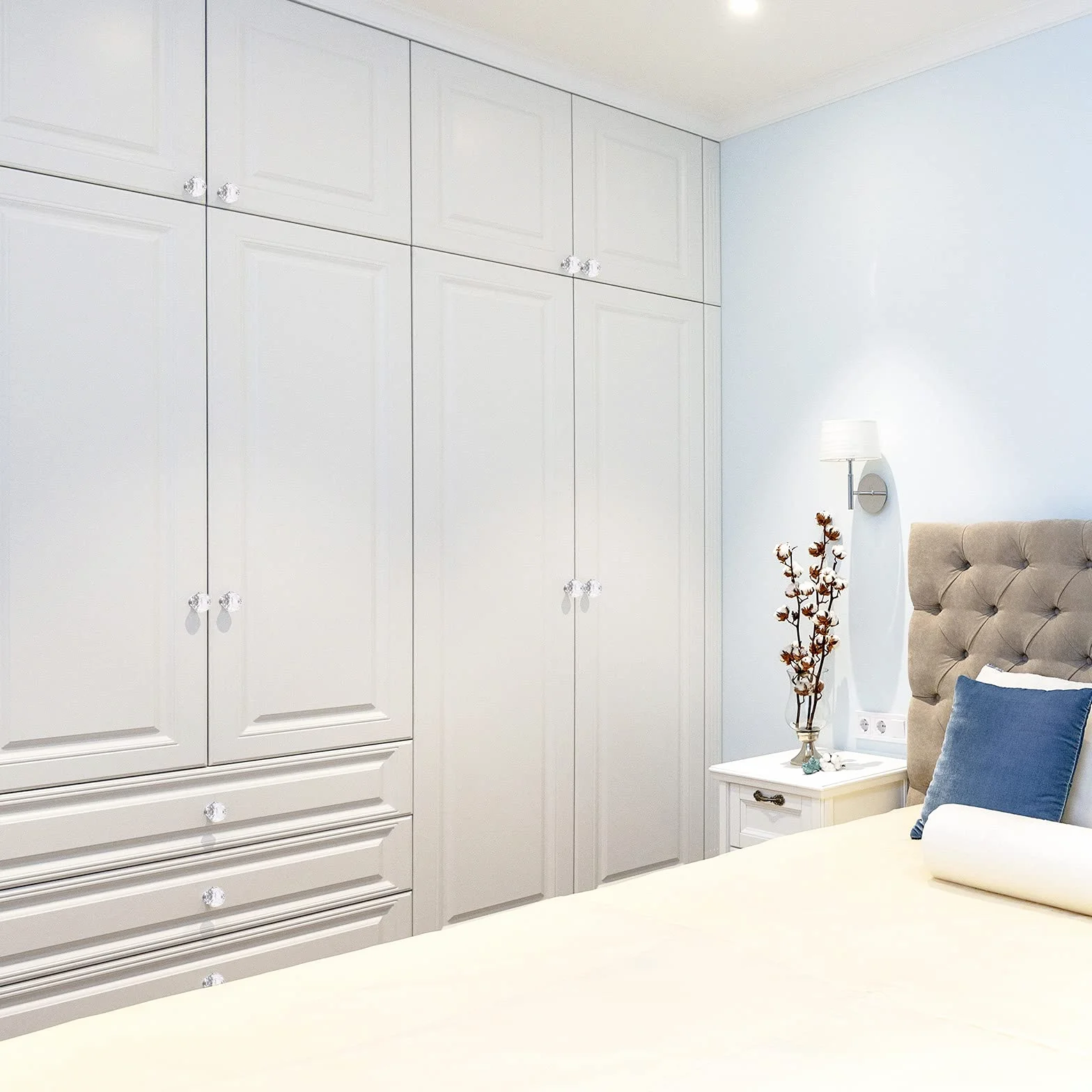 FURNIWARE 12 pezzi pomelli per cassetti in cristallo 40 mm lega di zinco maniglia per mobili moderne