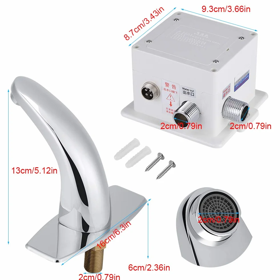 Rubinetto automatico a infrarossi per lavello bagno con scatola di controllo