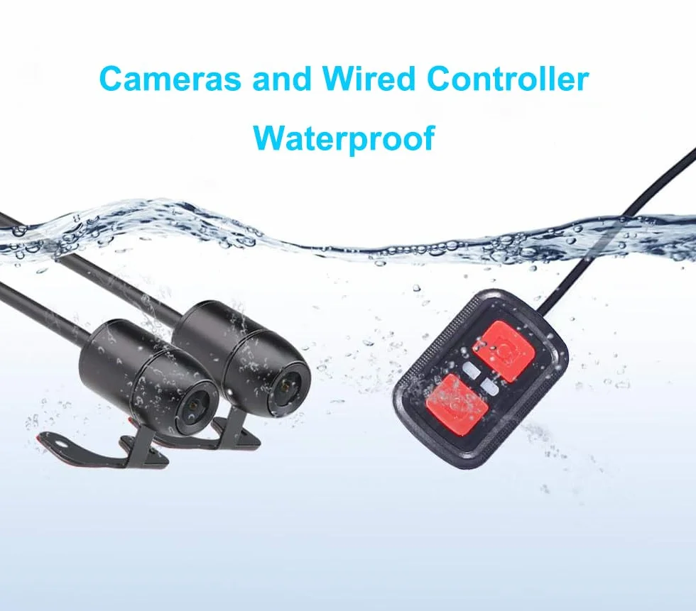 VSYSTO Dash Cam Moto, Fotocamera per Moto Obiettivo Grandangolare 130°, Impermeabile Doppia Anteriore e Posteriore 1080P Videocamera con WiFi, Visione Notturna, Sensore G, Registrazione in loop