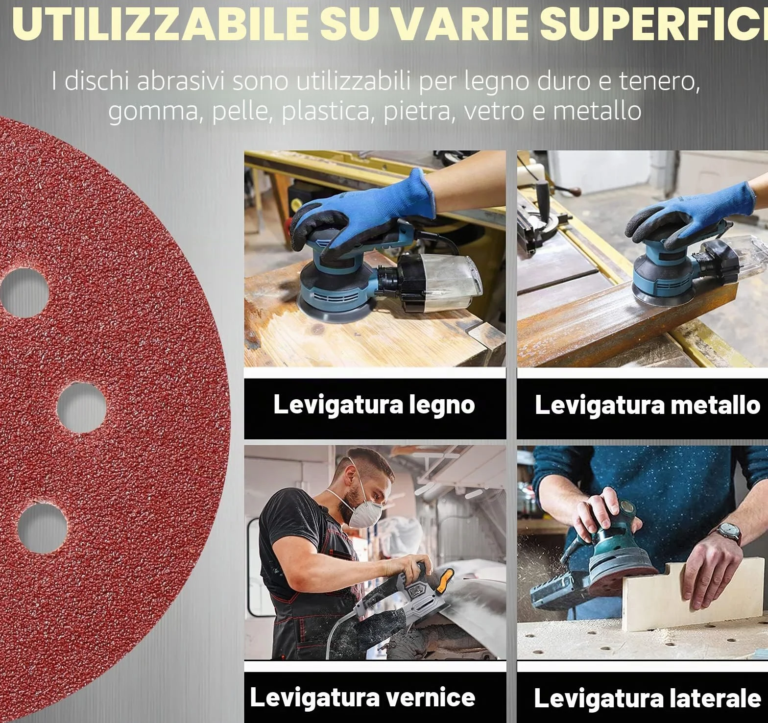 Dischi Abrasivi 125mm 8 Fori Carta Vetrata Levigatrice Orbitale Grana 40-600 105 Pezzi