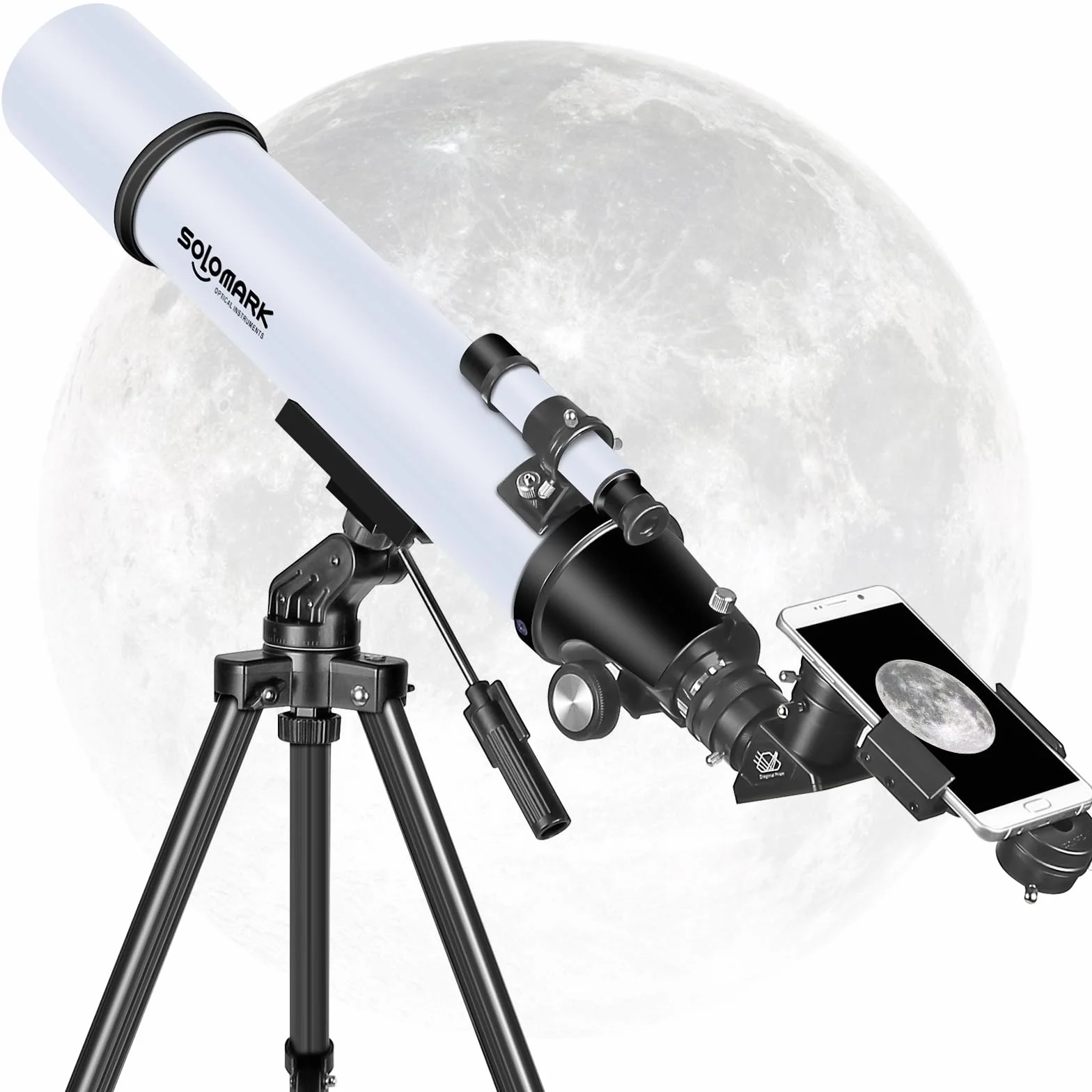 Telescopio per adulti ad alta potenza, apertura 80 mm, telescopio rifrattore professionale da 900 mm per adulti e principianti, compatto e portatile con borsa da trasporto e adattatore per telefono