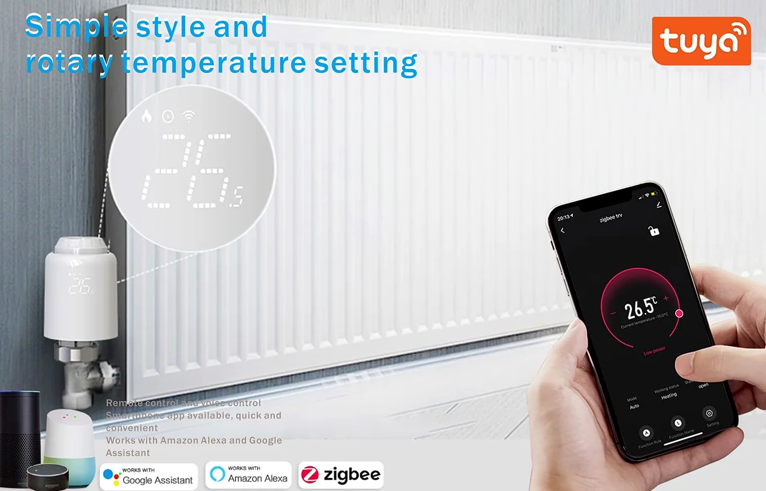 Zigbee Smart Thermostatic Radiator Valve, Supporta il controllo remoto tramite app smart life