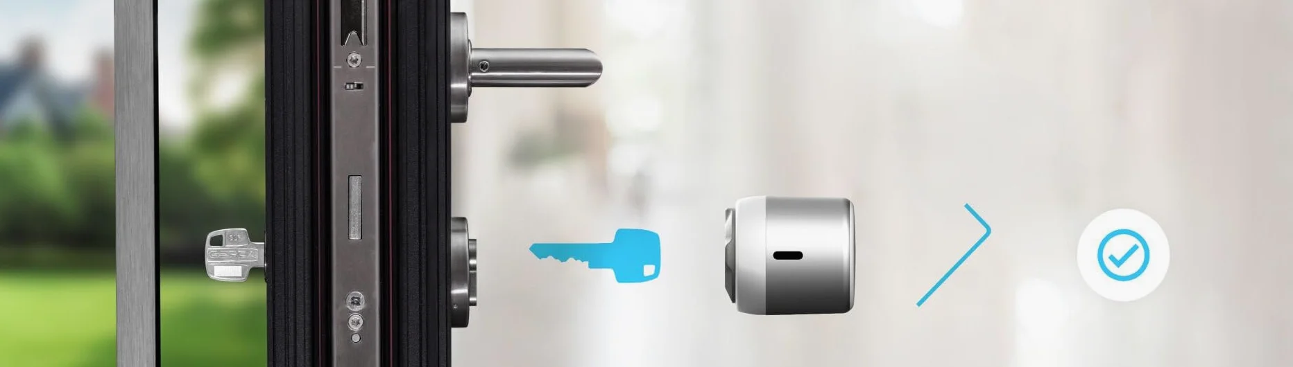 tedee GO2 Retrofit Smart Door Lock, Serratura Digitale con Blocco Automatico e App, Sicurezza Smart Lock Keyless Access