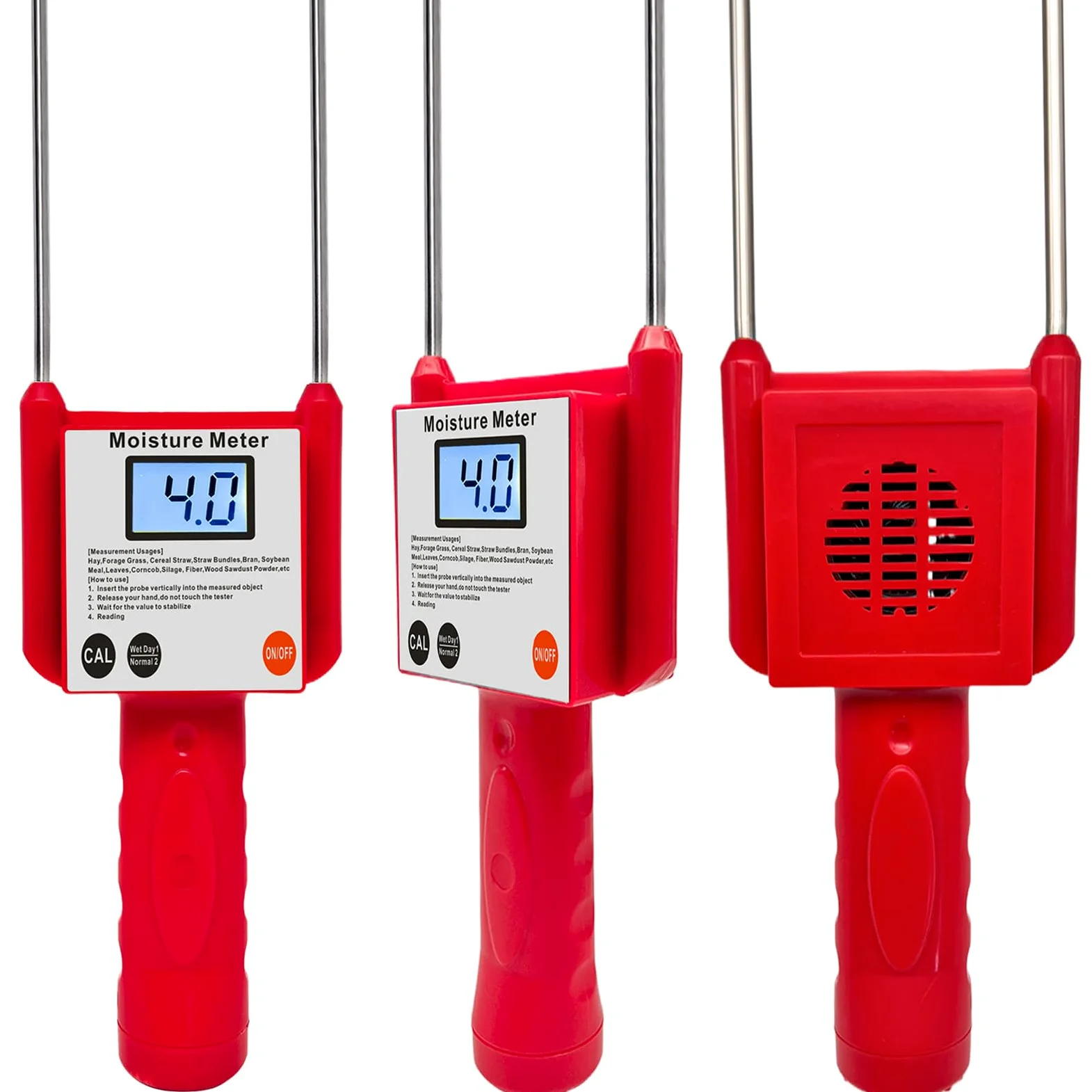 Misuratore di umidità, Misuratore di umidità portatile del fieno 3-80% for paglia cereali, crusca, erba foraggera, Leymus chinensis, bambù imperatore, test a fibra