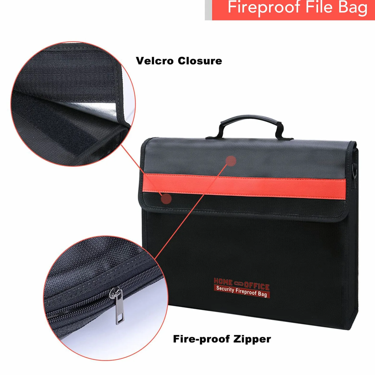 Borsa Sicurezza ignifuga SustVita con striscia riflettente per la sicurezza notturna, borsa portadocumenti ignifuga portatile per documenti e oggetti di valore, 15,3 x 11 x 3,7