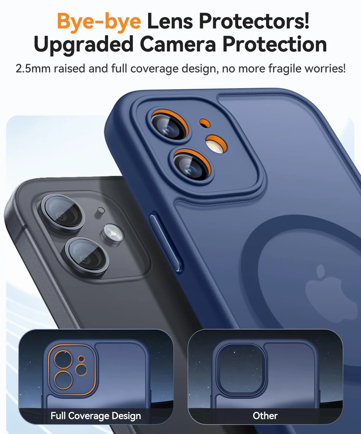 CANSHN Magnetica Cover per iPhone 12(6.1 Pollici), [Protezione Completa Della Fotocamera] Custodia Traslucida Opaca Protettiva Sottile Antiurto,Blu Profondo