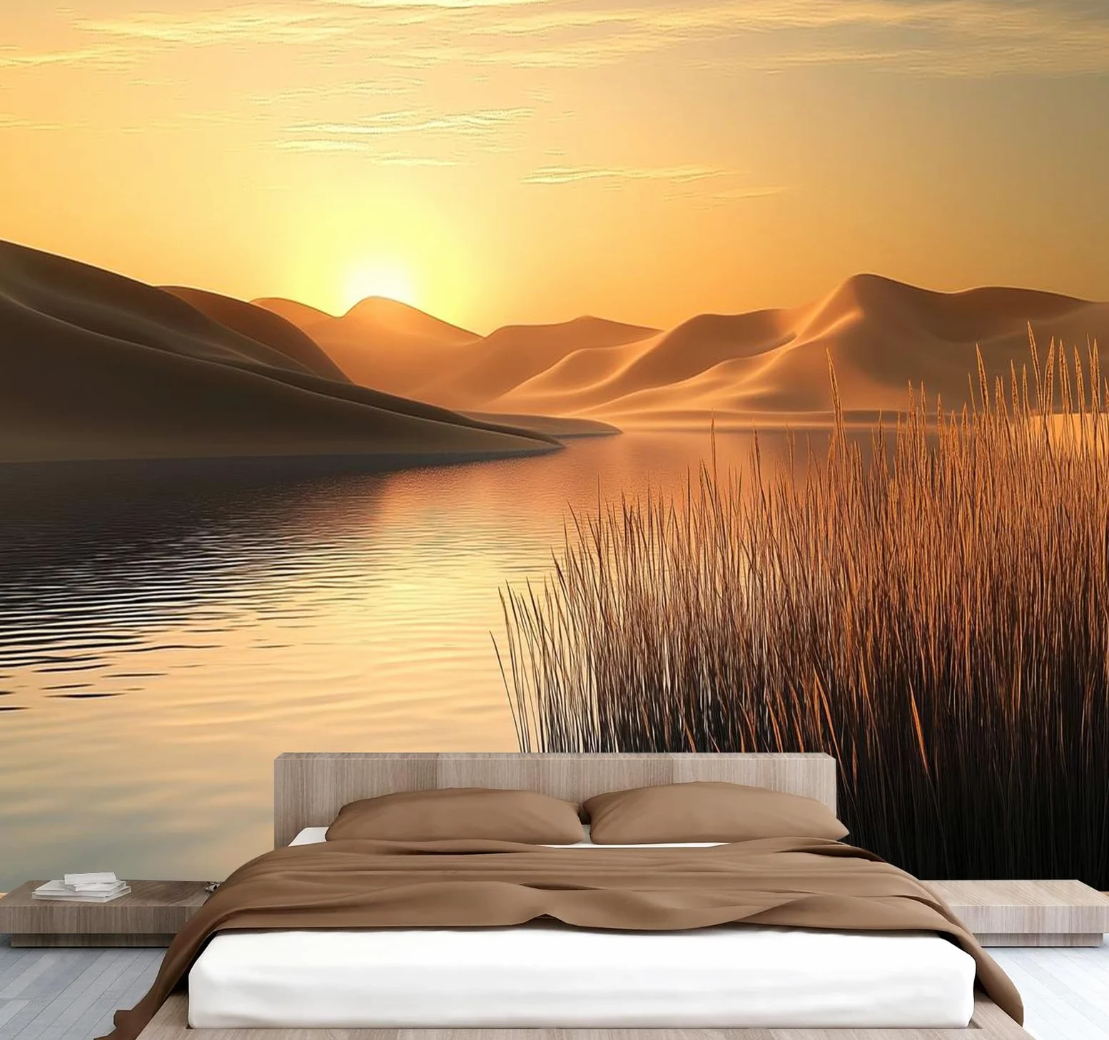 Carta da parati effetto 3D Deserto 300 x 210 cm Murale Non Tessuto Tramonto Fotomurale Stampa HD Moderna Poster Per Soggiorno E Camera Da Letto Design 2M1442