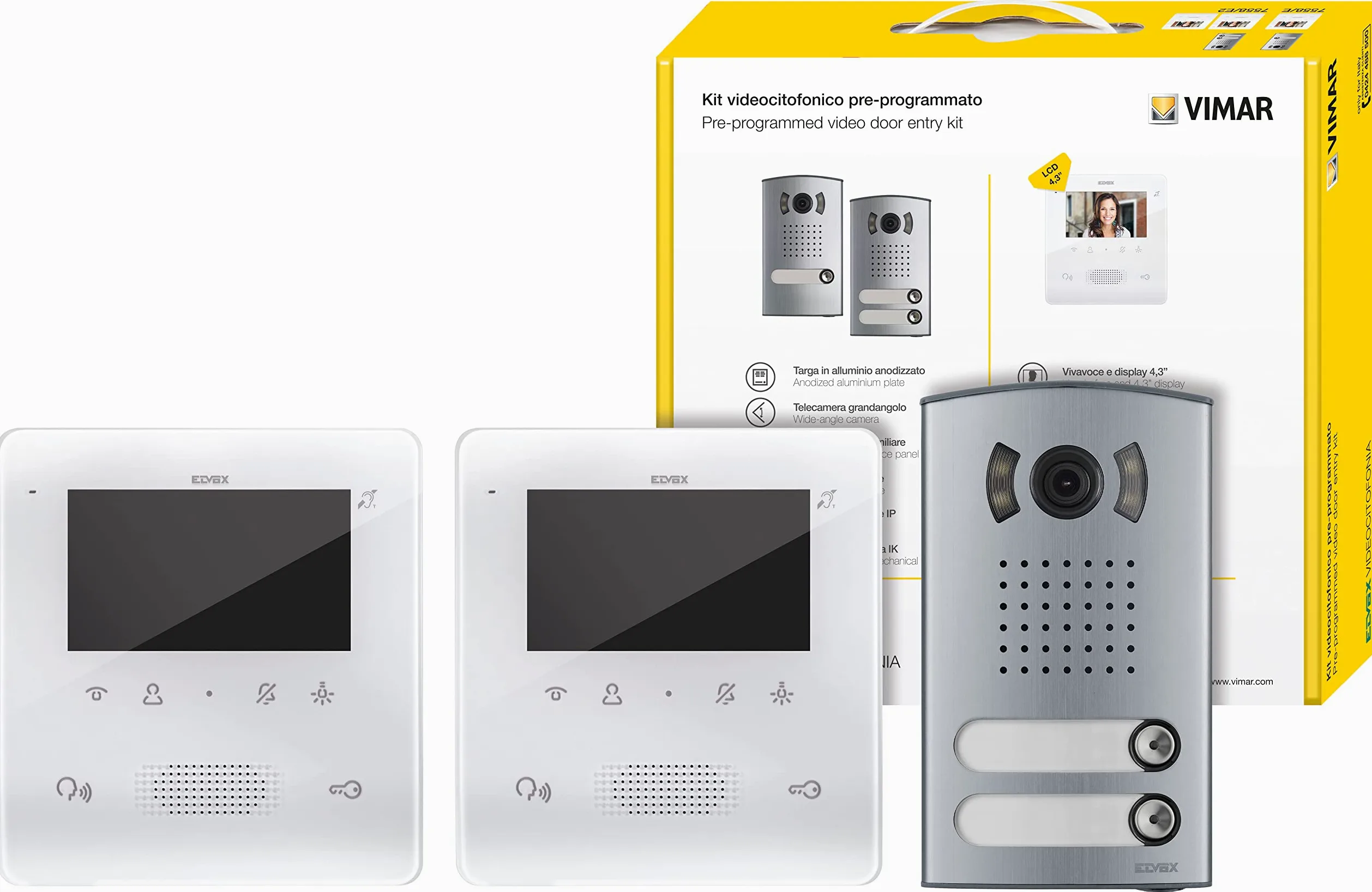 VIMAR VIDEOCITOFONO Kit Video 2F+ BIFAM. Tab 4.3 Vivavoce 7558/E2