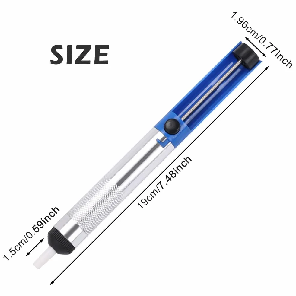 Pompa per saldatura, set di pompe dissaldanti in lega di alluminio con ugello in silicone resistente alle alte temperature 19x1,96 cm