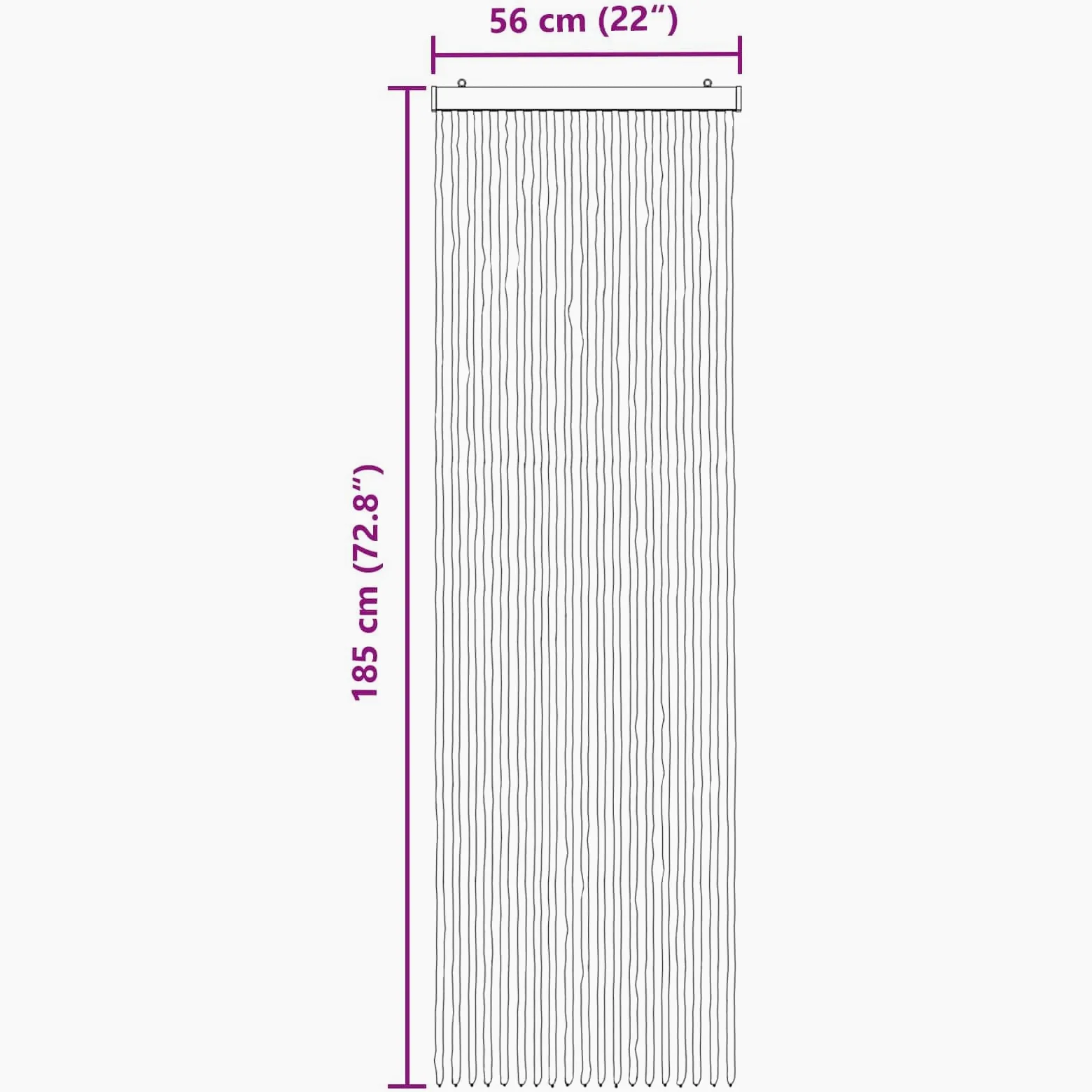 Zanzariera per porta in ciniglia, 56 x 185 cm, in 100% polipropilene, zanzariera con ganci, per balconi e terrazze