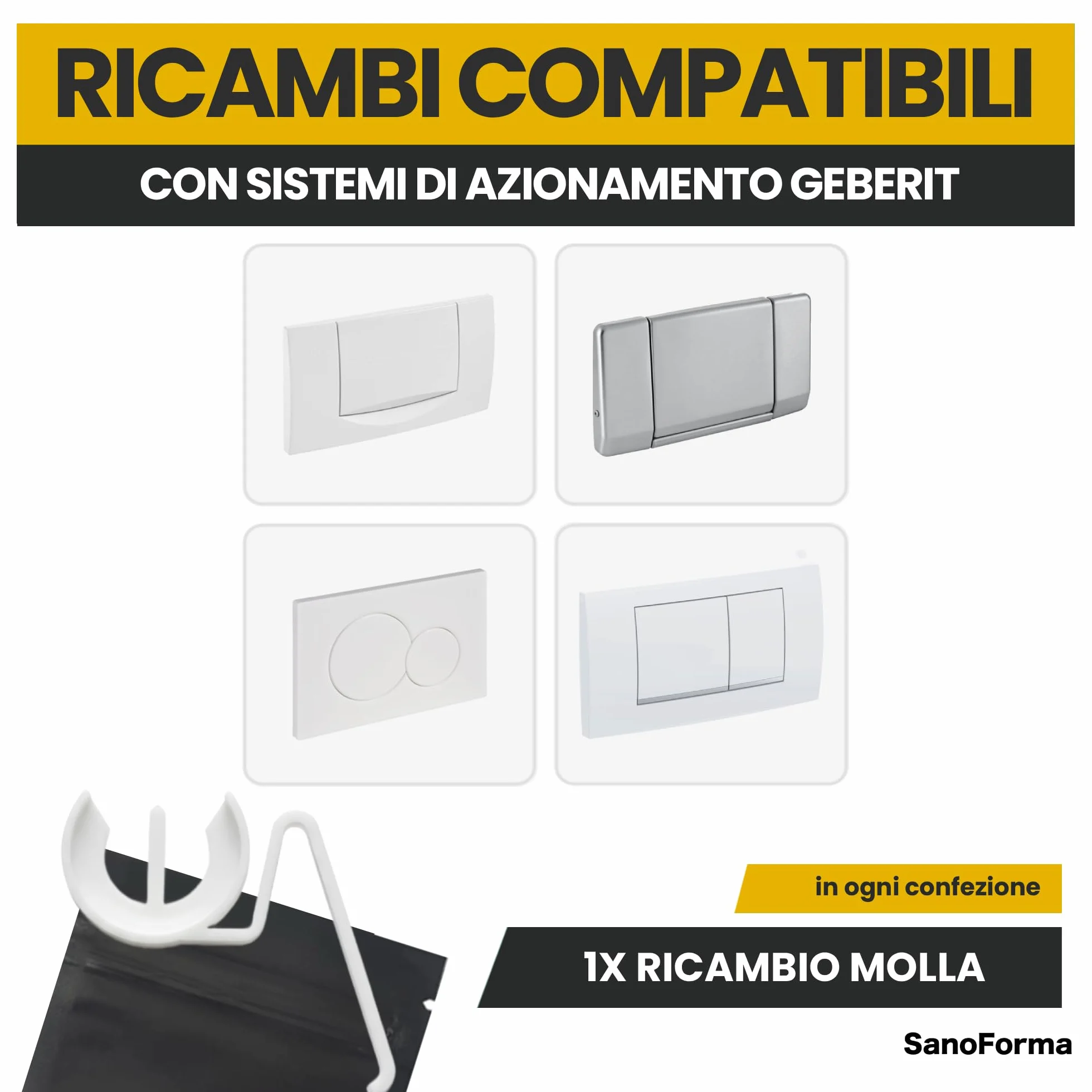 SANOFORMA Ricambio Molla di Sicurezza Compatibile con Geberit 81658091 816580931 Set 1 pezzo Made in Italy