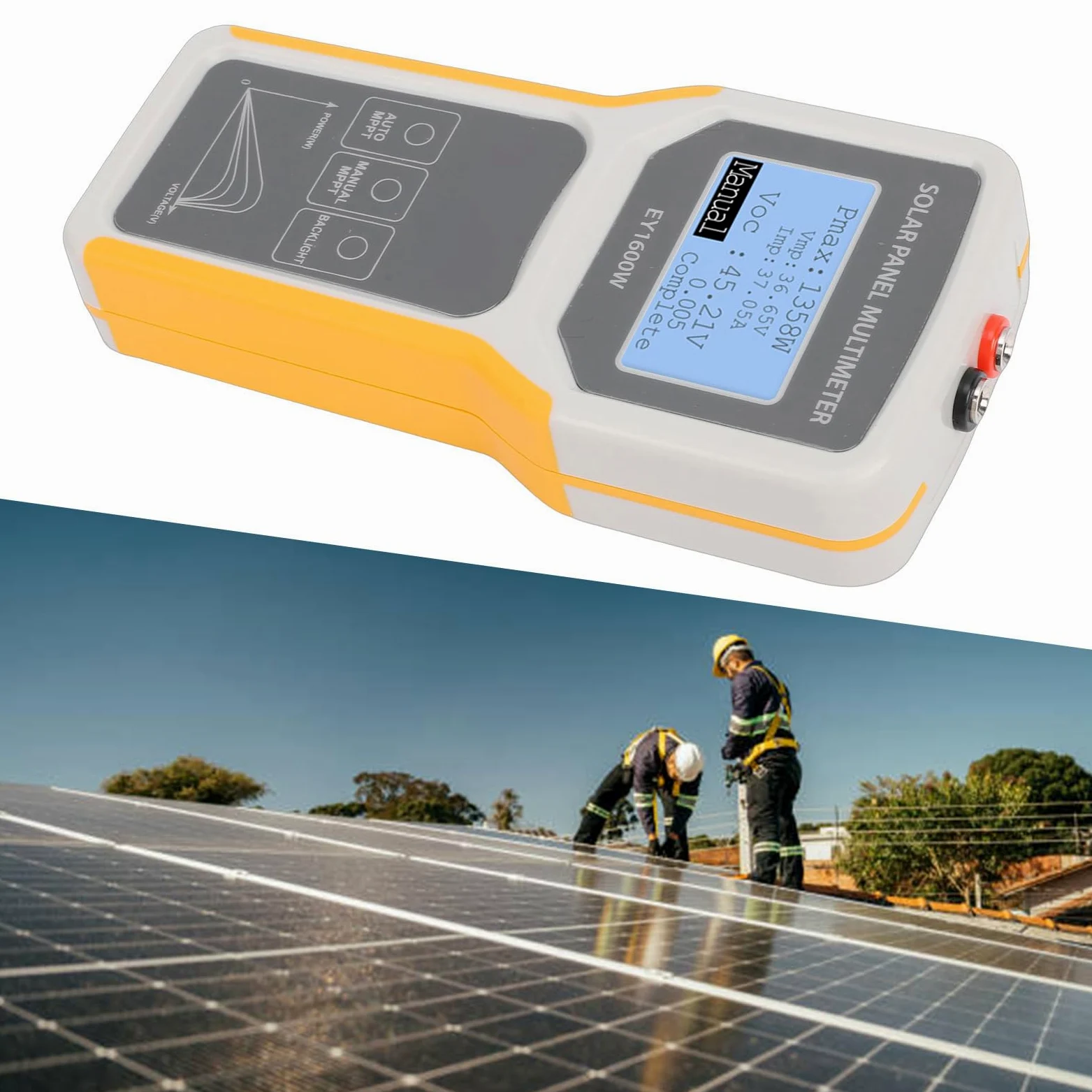 Tester per Pannelli Solari, 5-1600W 0-60A Multimetro Fotovoltaico MPPT Strumento di Risoluzione dei Problemi per Dispositivi di Test di Tensione Manuale Automatico