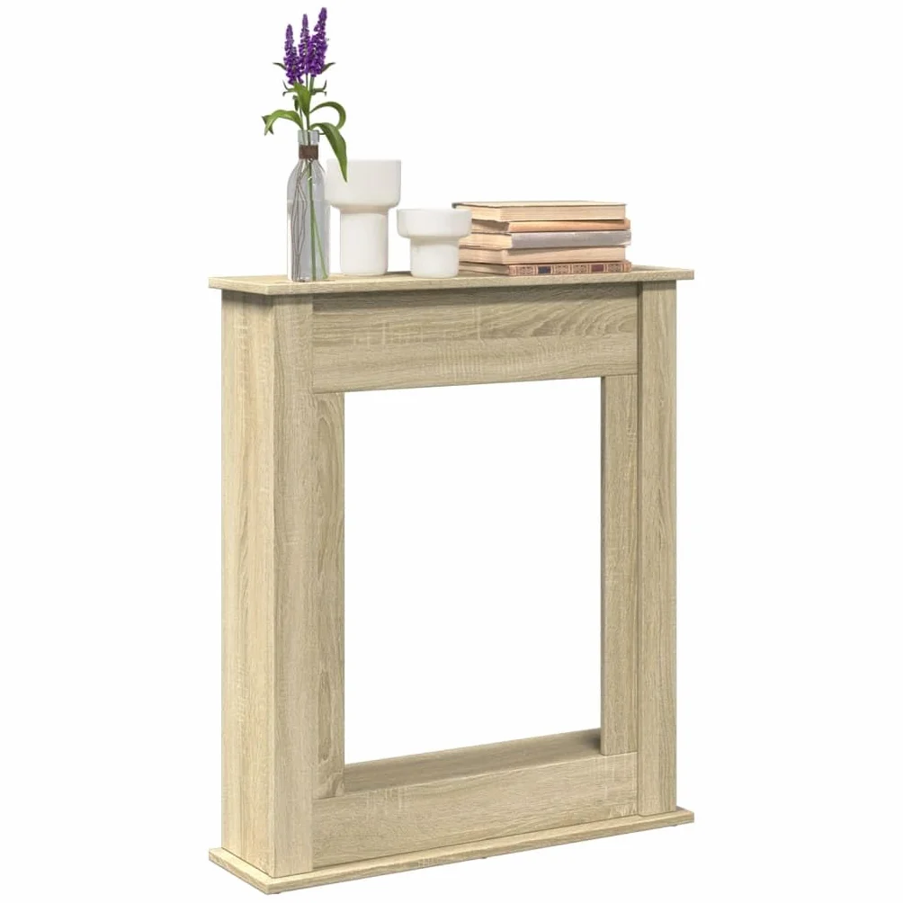 Gecheer Cornice per Camino Moderna con Ripiano 75x20x87,5 cm Truciolato Rovere Sonoma per Fiamma LED Soggiorno