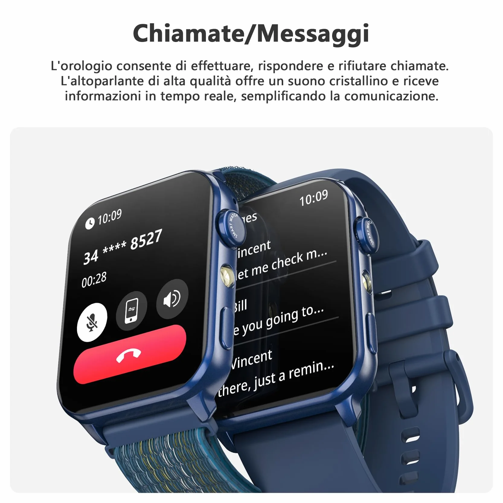 Blackview Smartwatch Uomo Donna, Effettua e Rispondi alle Chiamate,1,91'' Orologio Intelligente 100+ Modalità Sportive/Sonno/Cardiofrequenzimetro/SpO2/ Torcia per Android IOS